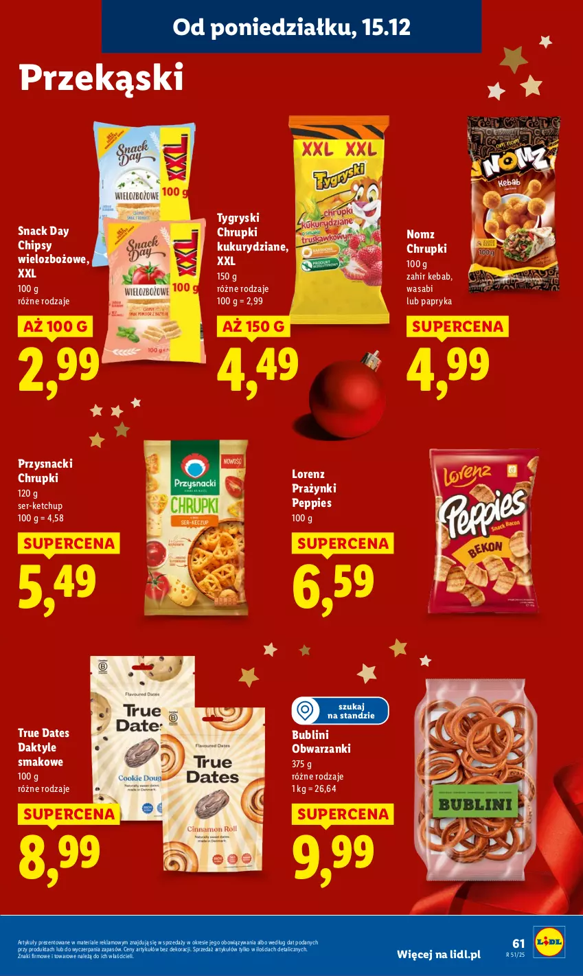 Gazetka promocyjna Lidl - GAZETKA - ważna 15.12 do 17.12.2025 - strona 63 - produkty: Chipsy, Chrupki, Daktyle, Gry, Kebab, Ketchup, Lorenz, Papryka, Przysnacki, Ser, Wasa