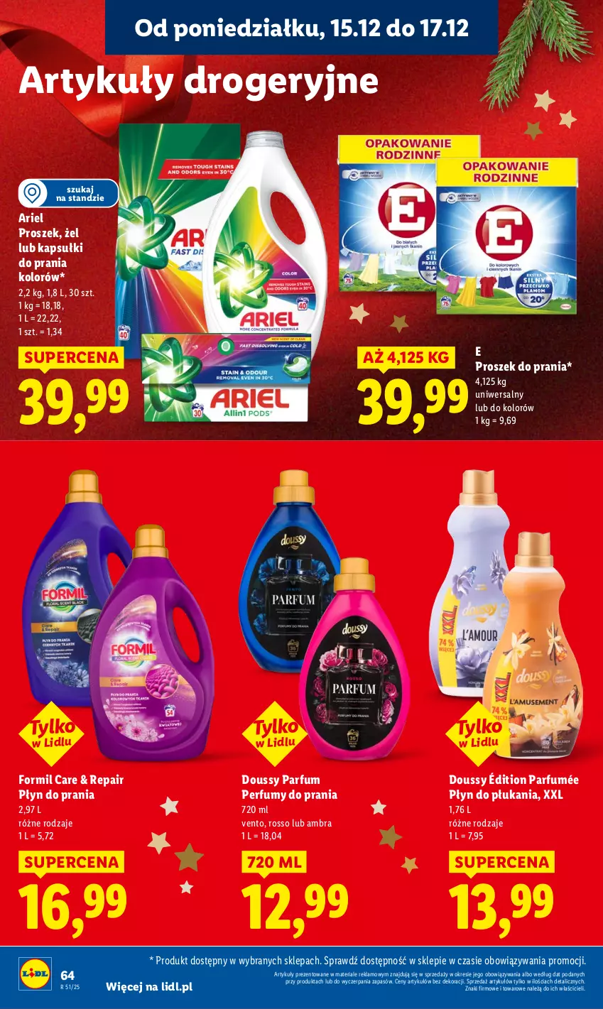 Gazetka promocyjna Lidl - GAZETKA - ważna 15.12 do 17.12.2025 - strona 66 - produkty: Ariel, Kapsułki do prania, Perfum, Płyn do płukania, Płyn do prania, Proszek do prania