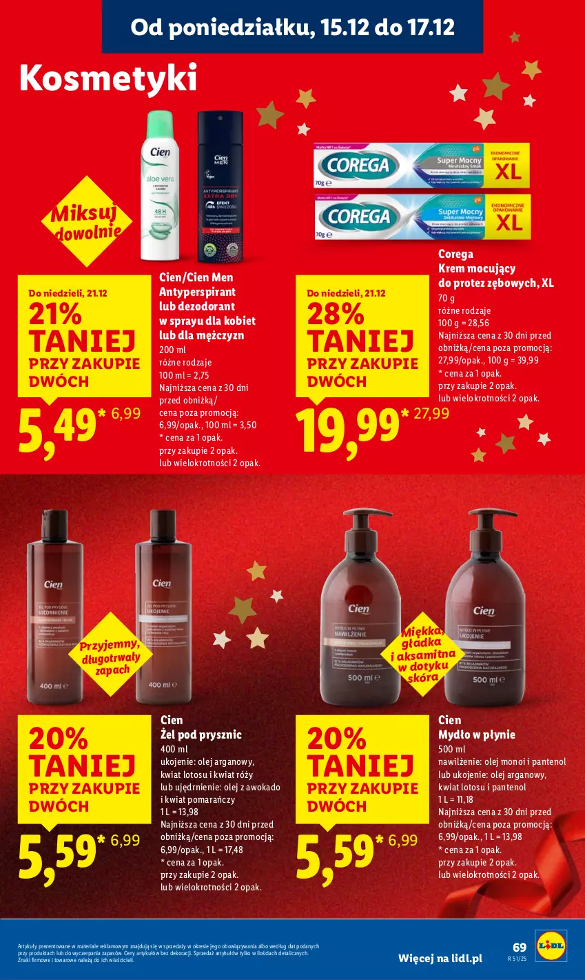 Gazetka promocyjna Lidl - GAZETKA - ważna 15.12 do 17.12.2025 - strona 71 - produkty: Antyperspirant, Corega, Dezodorant, Mydło, Mydło w płynie, Olej, Olej arganowy
