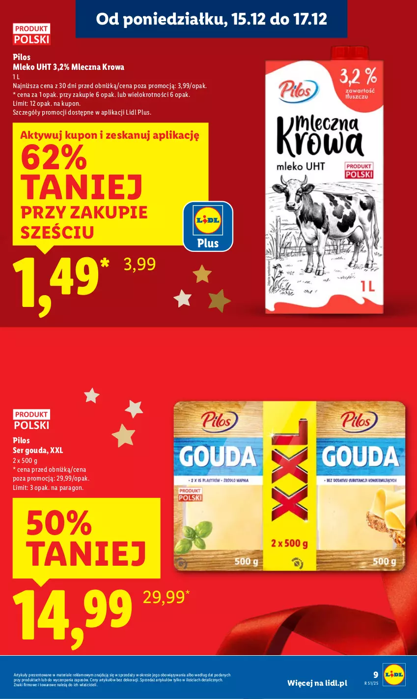 Gazetka promocyjna Lidl - GAZETKA - ważna 15.12 do 17.12.2025 - strona 9 - produkty: Gouda, Mleko, Pilos, Ser