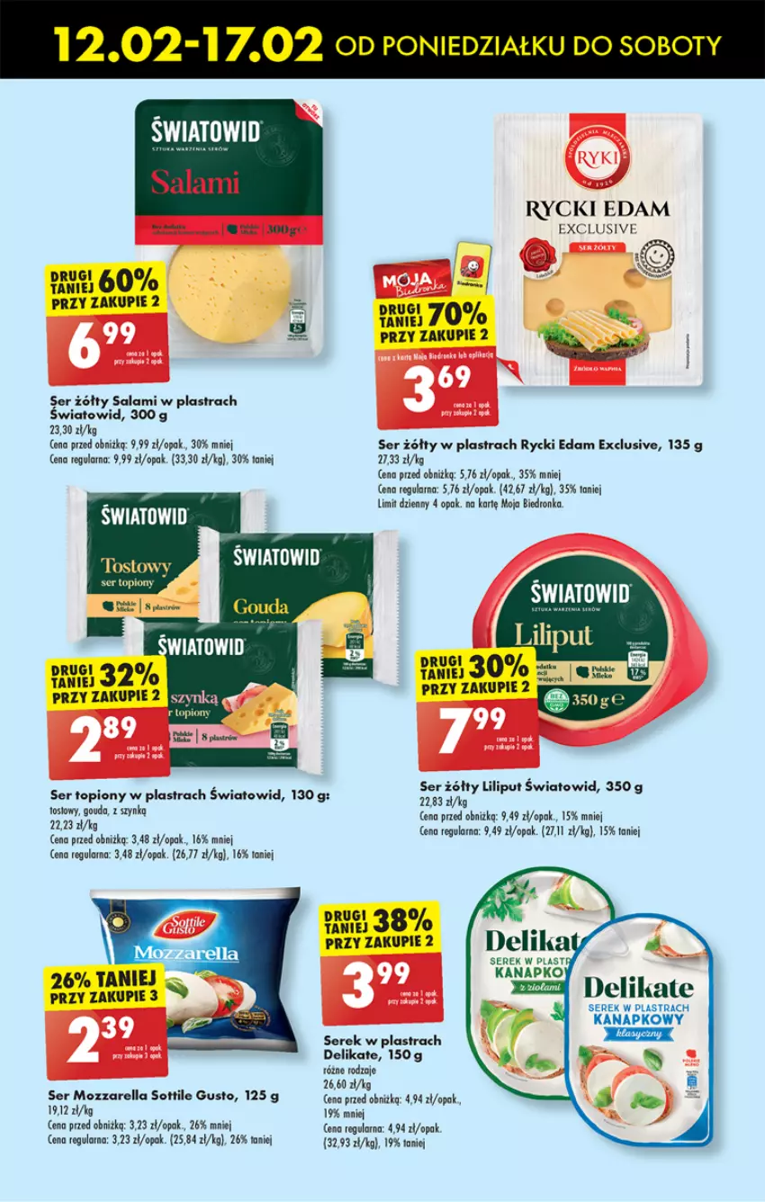 Gazetka promocyjna Biedronka - Od poniedzialku - ważna 12.02 do 17.02.2024 - strona 33 - produkty: Edam, Gouda, Mozzarella, Rycki Edam, Salami, Ser, Ser topiony, Serek, Top