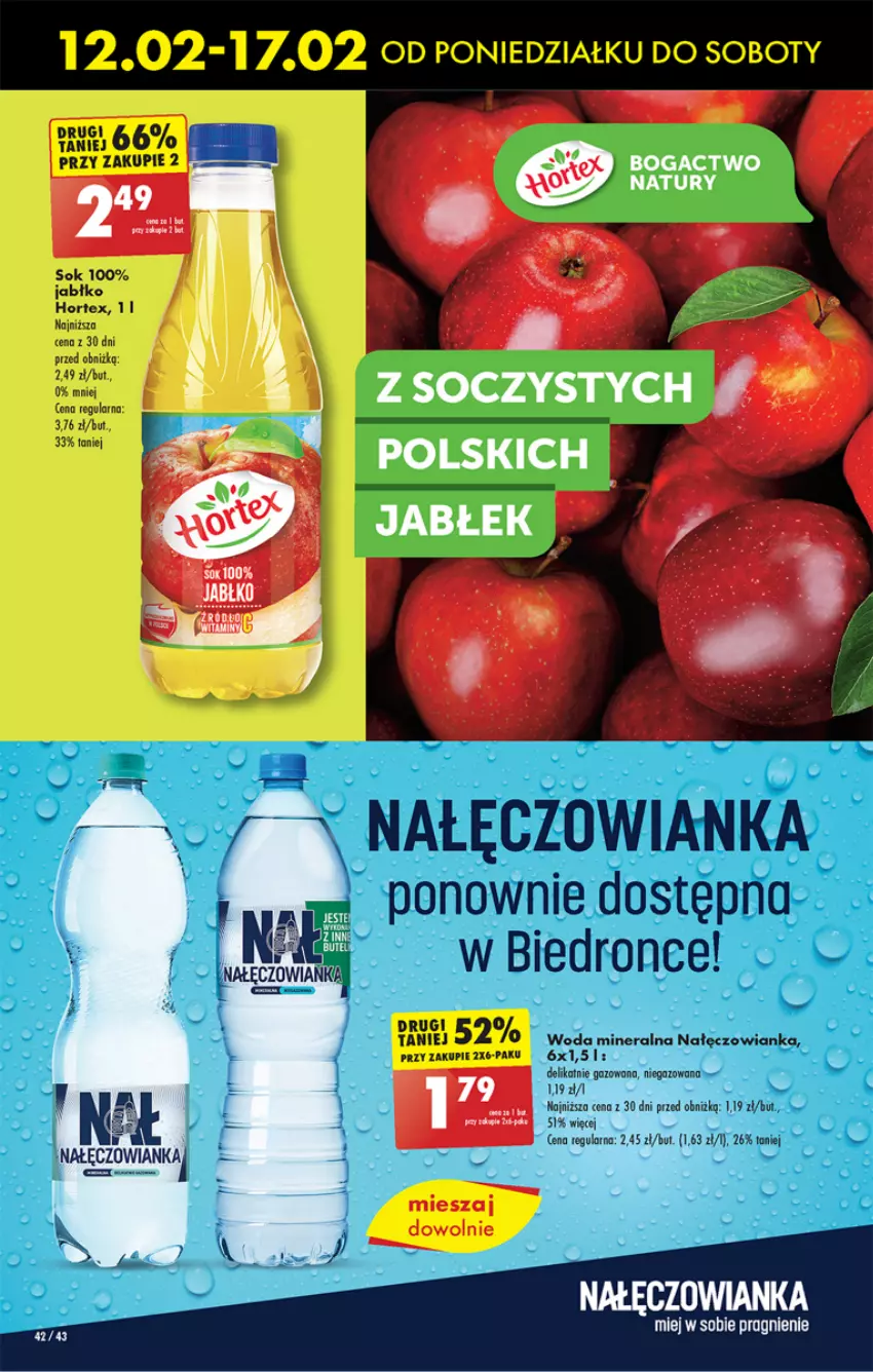 Gazetka promocyjna Biedronka - Od poniedzialku - ważna 12.02 do 17.02.2024 - strona 48 - produkty: Hortex, Nałęczowianka, Sok, Woda, Woda mineralna