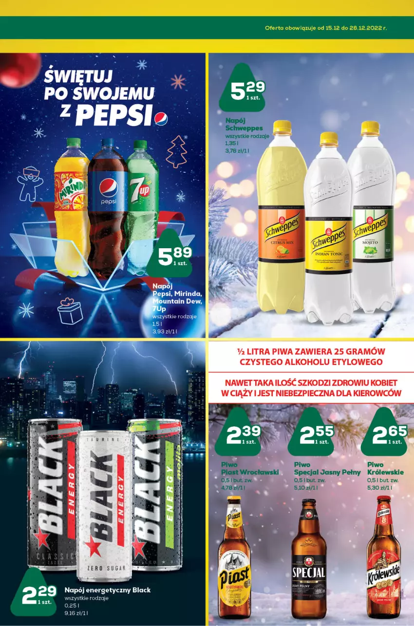 Gazetka promocyjna ABC - Gazetka - ważna 14.12 do 27.12.2022 - strona 11 - produkty: Fa, Gra, Królewski, Lack, Napój, Napój energetyczny, Piec, Piwa, Piwo, Schweppes