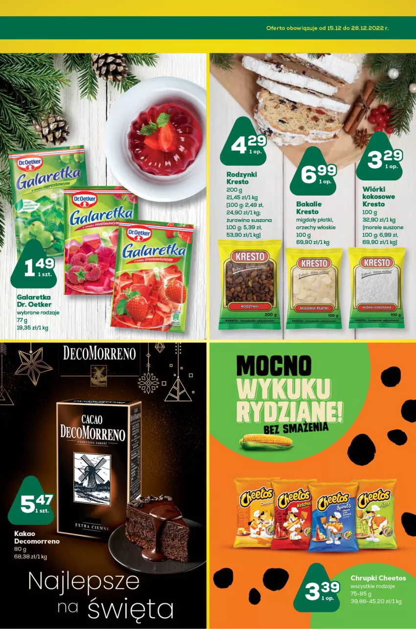 Gazetka promocyjna ABC - Gazetka - ważna 14.12 do 27.12.2022 - strona 7 - produkty: Cheetos, Chrupki, Dr. Oetker, Gala, Galaretka, Kokos, Migdały, Orzechy włoskie, Rodzynki