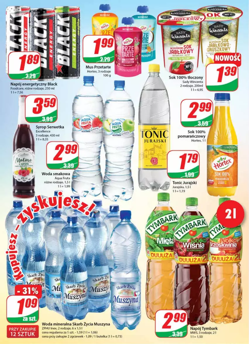 Gazetka promocyjna Dino - Gazetka - ważna 24.02 do 02.03.2021 - strona 2 - produkty: Hortex, Lack, Mus, Napój, Napój energetyczny, Ser, Sok, Syrop, Szyna, Tymbark, Woda, Woda mineralna