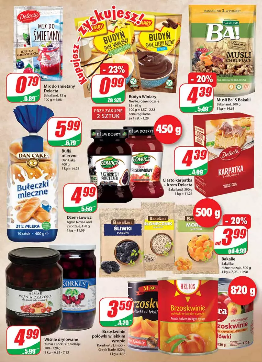 Gazetka promocyjna Dino - Gazetka - ważna 24.02 do 02.03.2021 - strona 6 - produkty: Bakalland, Brzoskwinie, Budyń, Dan Cake, Delecta, Deser, Dżem, Karp, Por, Ser, Syrop, Winiary