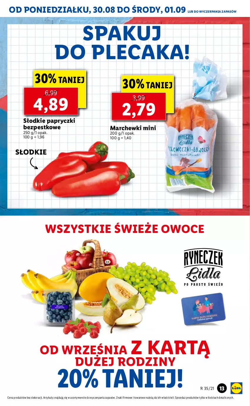 Gazetka promocyjna Lidl - GAZETKA - ważna 30.08 do 01.09.2021 - strona 13 - produkty: Owoce, Plecak