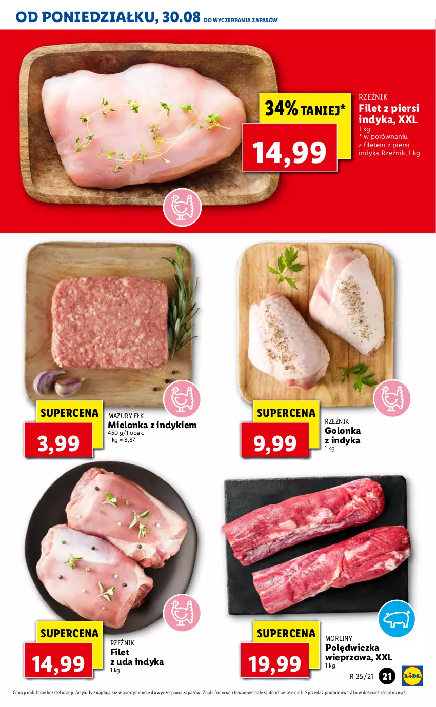 Gazetka promocyjna Lidl - GAZETKA - ważna 30.08 do 01.09.2021 - strona 21 - produkty: Filet z piersi indyka, Golonka z indyka, Morliny, Polędwiczka wieprzowa, Por