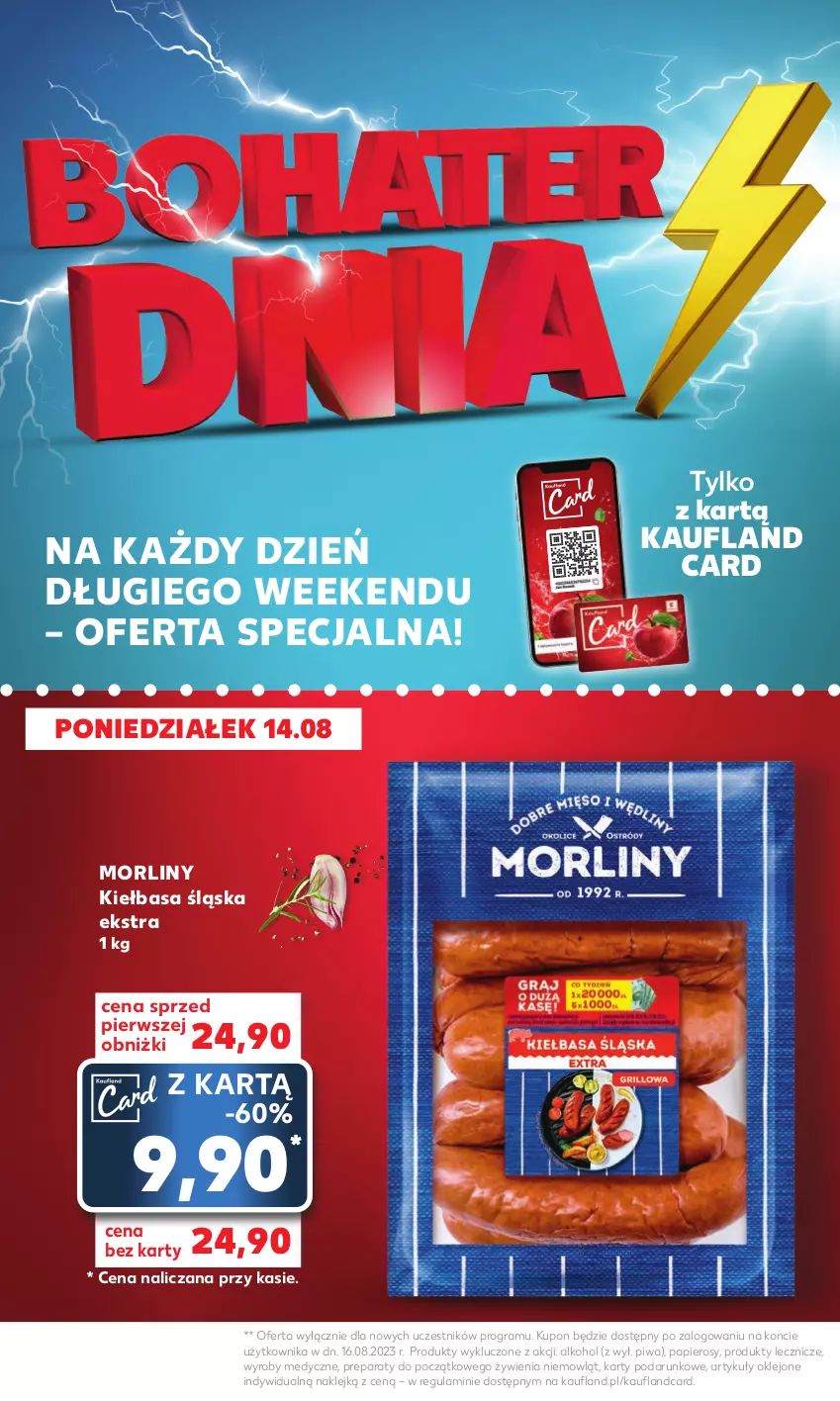 Gazetka promocyjna Kaufland - Mocny Start - ważna 14.08 do 16.08.2023 - strona 2 - produkty: Gra, Kiełbasa, Kiełbasa śląska, Klej, Morliny, Papier, Piwa, Znicz