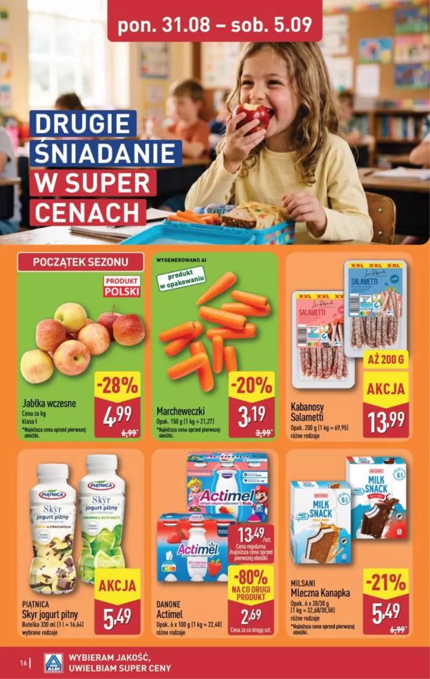 Gazetka promocyjna Aldi - Pełna oferta - ważna 31.08 do 05.09.2026 - strona 16 - produkty: Actimel, Danone, Piątnica