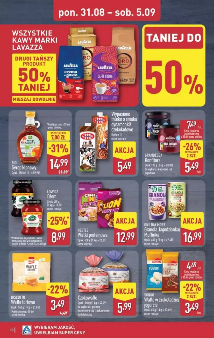 Gazetka promocyjna Aldi - Pełna oferta - ważna 31.08 do 05.09.2026 - strona 18 - produkty: Gra, Granola, Jagodzianka, Konfitura, Lavazza, Mleko, Por
