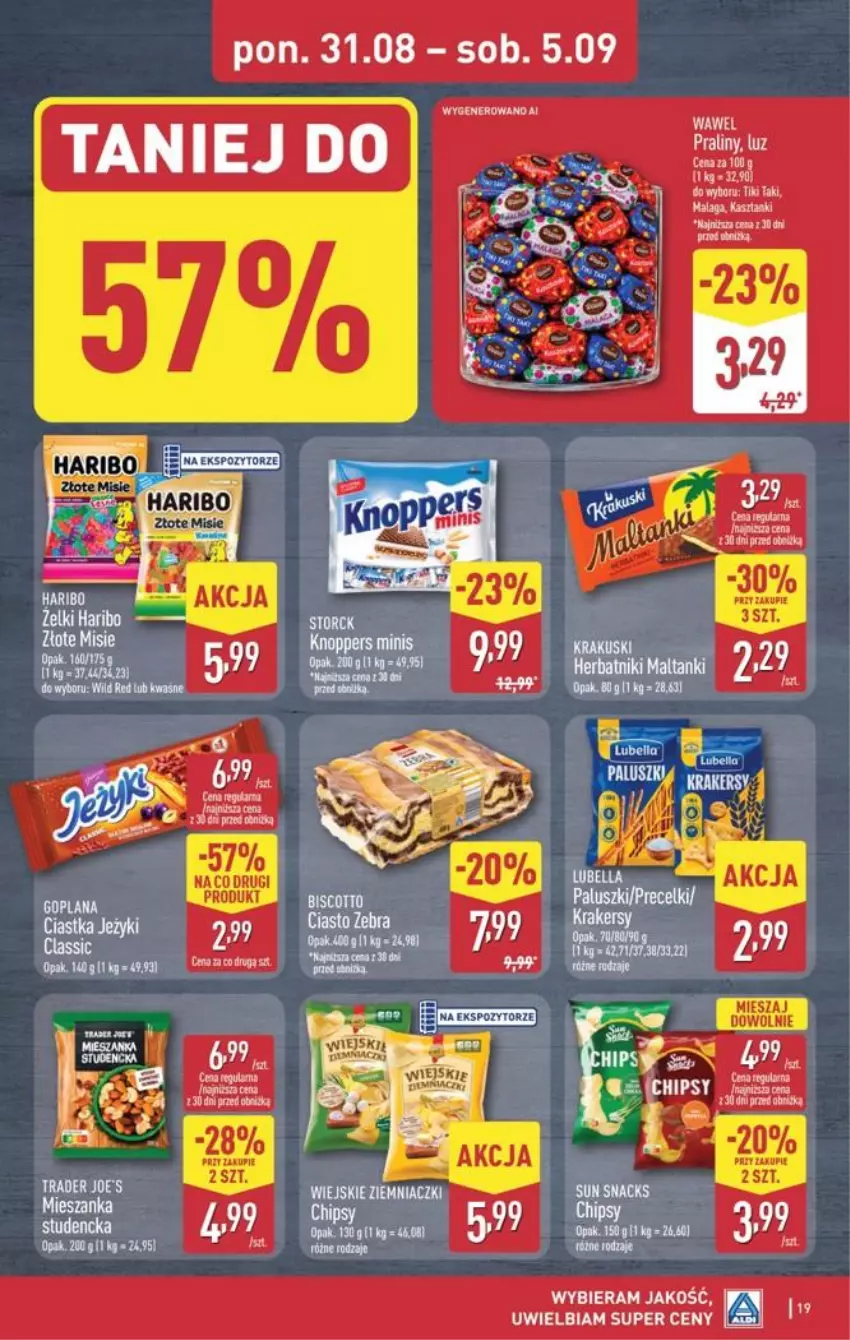 Gazetka promocyjna Aldi - Pełna oferta - ważna 31.08 do 05.09.2026 - strona 19 - produkty: Fa, Goplana, Haribo, Herbatniki, HP, Knoppers, Krakersy, LANA, Woda