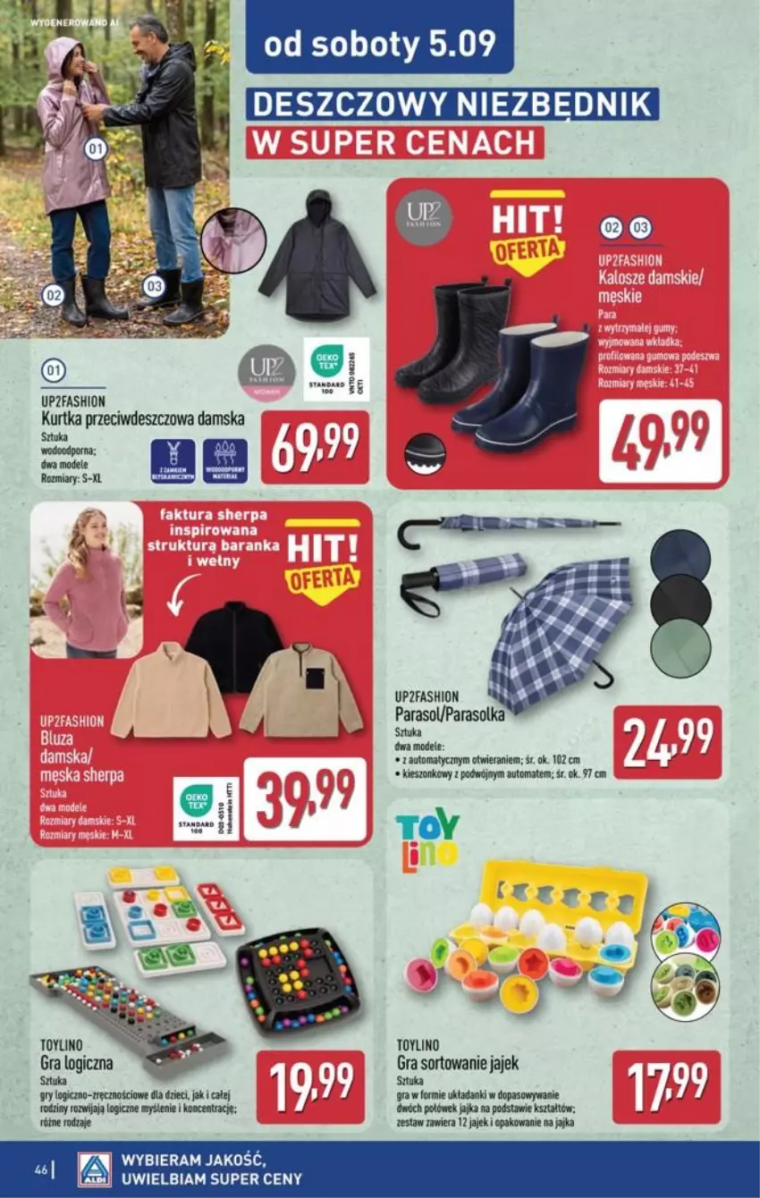 Gazetka promocyjna Aldi - Pełna oferta - ważna 31.08 do 05.09.2026 - strona 46 - produkty: Dzieci, Fa, Gra, Gry, Kurtka, Parasol, Por