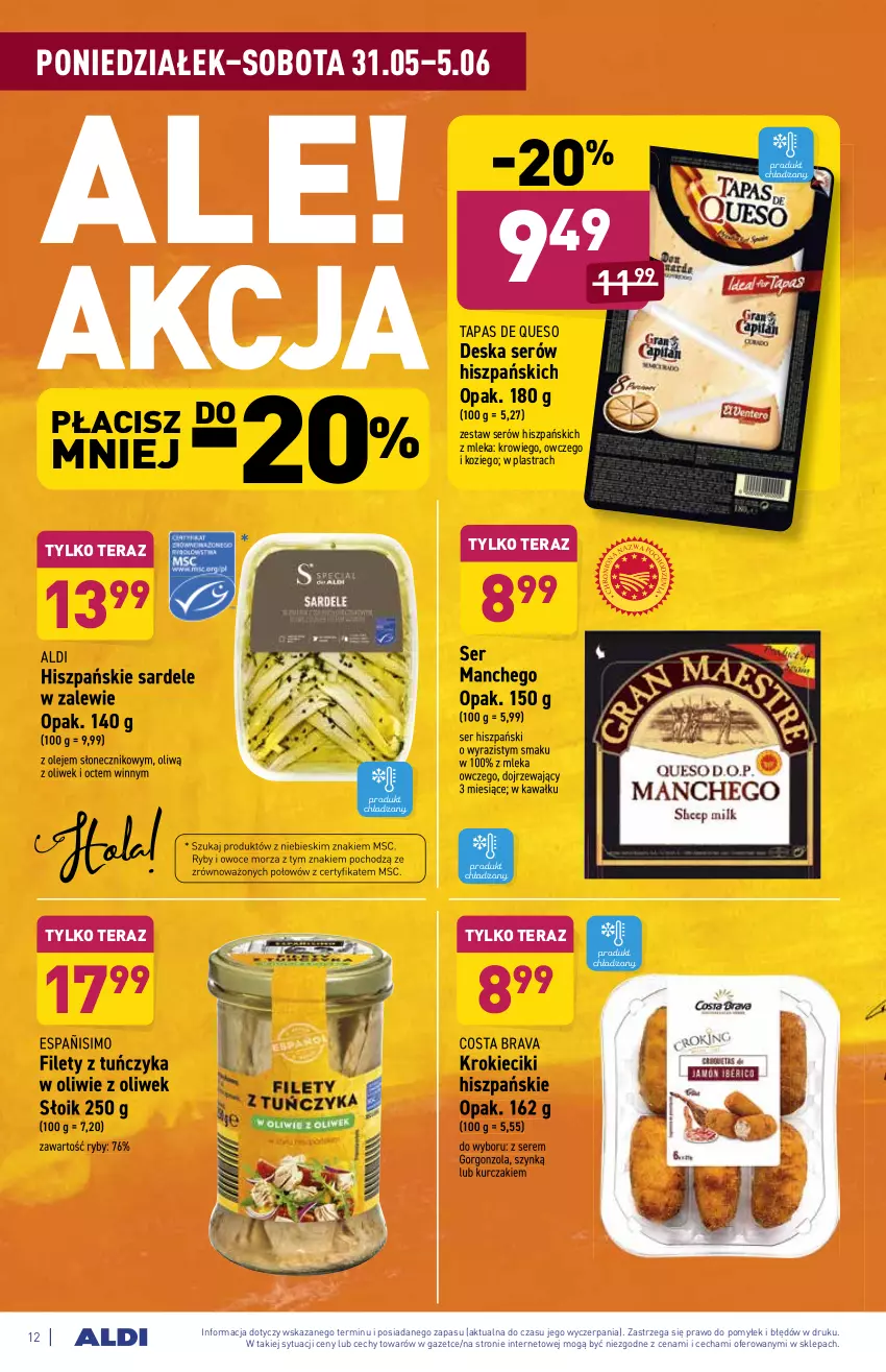 Gazetka promocyjna Aldi - ważna 31.05 do 05.06.2021 - strona 12 - produkty: Deska serów, Gorgonzola, Kawa, Kurczak, Olej, Owoce, Owoce morza, Ryby i owoce morza, Ser, Tera, Tuńczyk