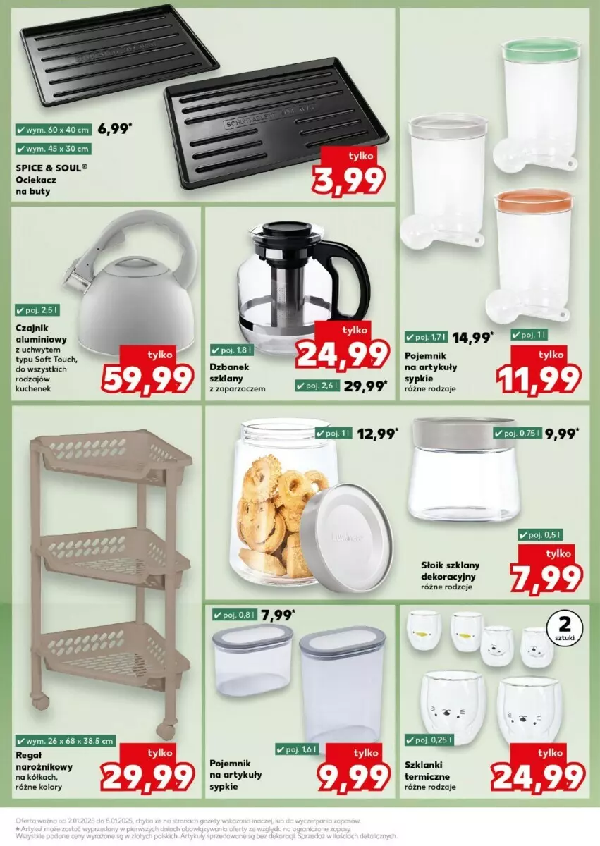 Gazetka promocyjna Kaufland - ważna 02.01 do 08.01.2025 - strona 5 - produkty: Buty, Czajnik, Lanki, Narożnik, Ociekacz, Pojemnik, Regał, Zaparzacz