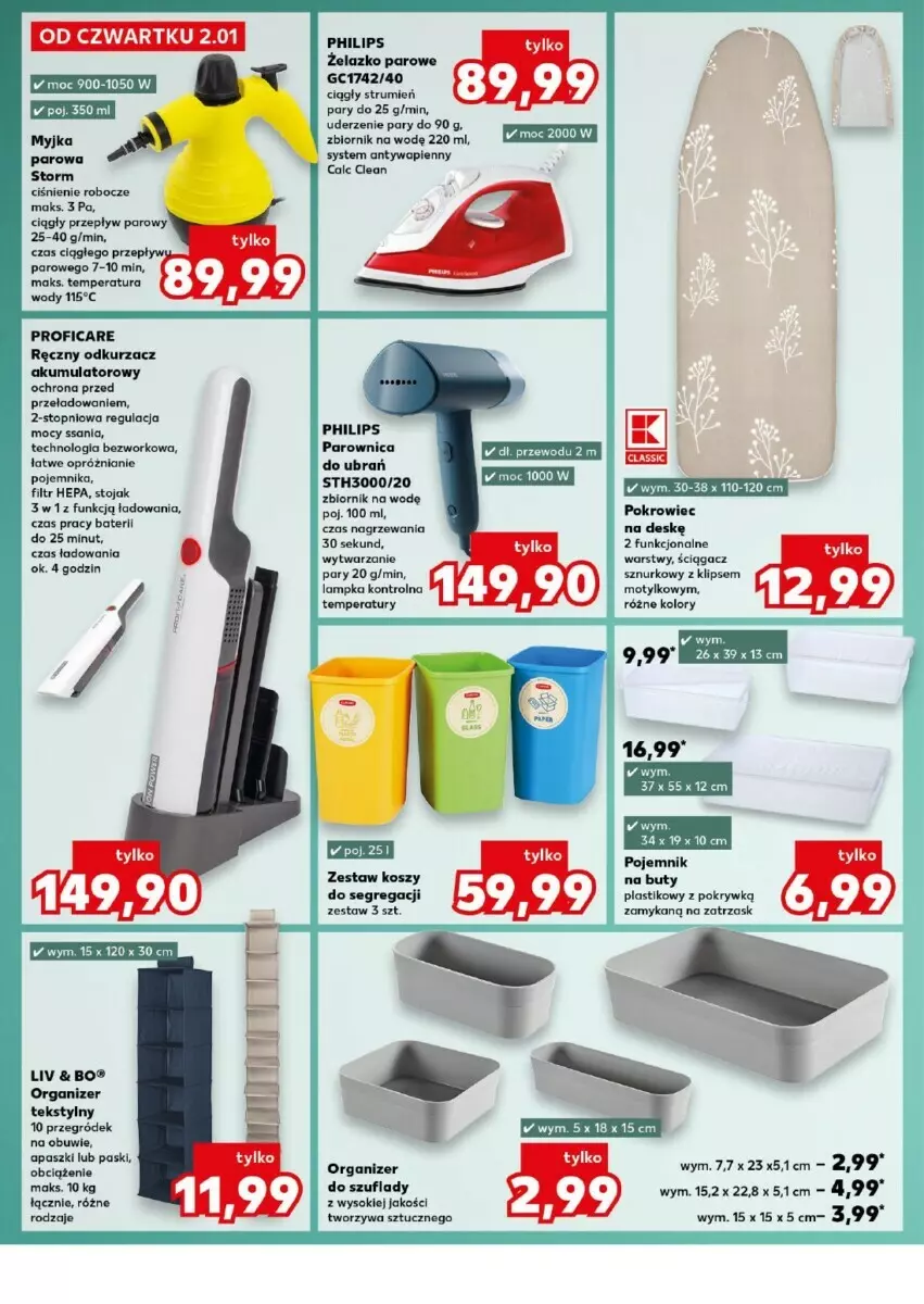 Gazetka promocyjna Kaufland - ważna 02.01 do 08.01.2025 - strona 6 - produkty: Akumulator, Buty, Kosz, Obuwie, Odkurzacz, Organizer, Parownica, Philips, Pojemnik, Pojemnik na buty, Rum, Sok, Stojak, Top