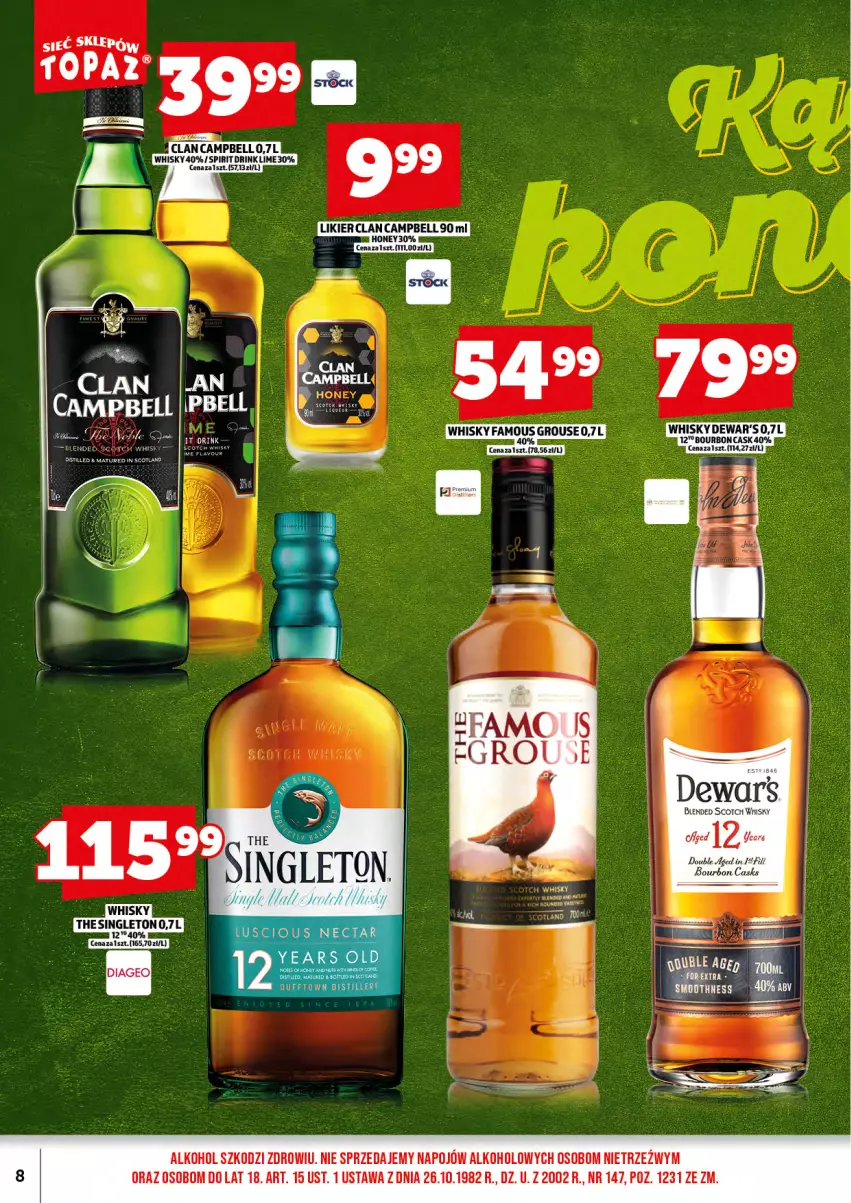 Gazetka promocyjna Topaz - Gazetka - ważna 01.09 do 14.09.2025 - strona 10 - produkty: Bell, Bourbon, Fa, Likier, Whisky