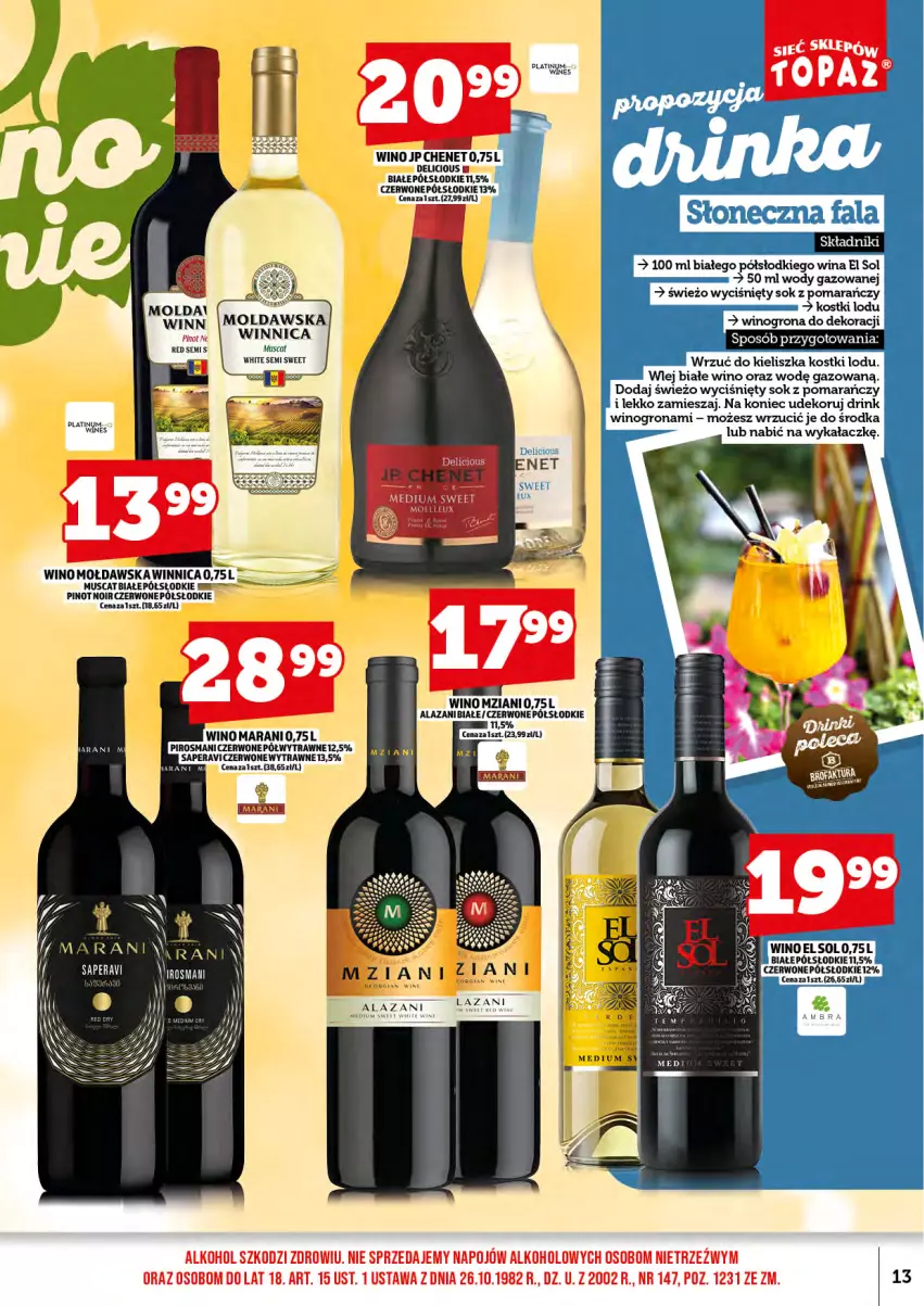 Gazetka promocyjna Topaz - Gazetka - ważna 01.09 do 14.09.2025 - strona 15 - produkty: Mus, Sok, Wino, Winogrona