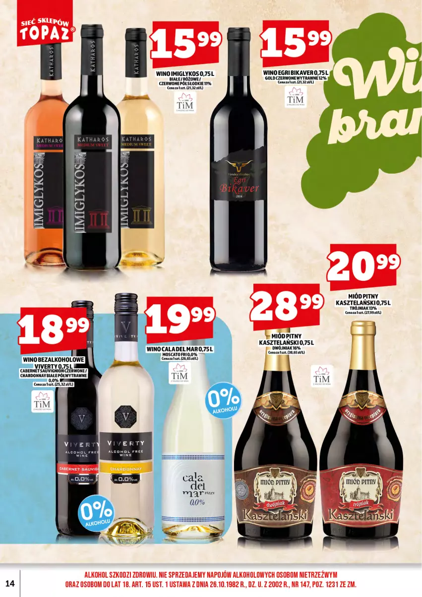 Gazetka promocyjna Topaz - Gazetka - ważna 01.09 do 14.09.2025 - strona 16 - produkty: Chardonnay, Delma, Miód, Wino