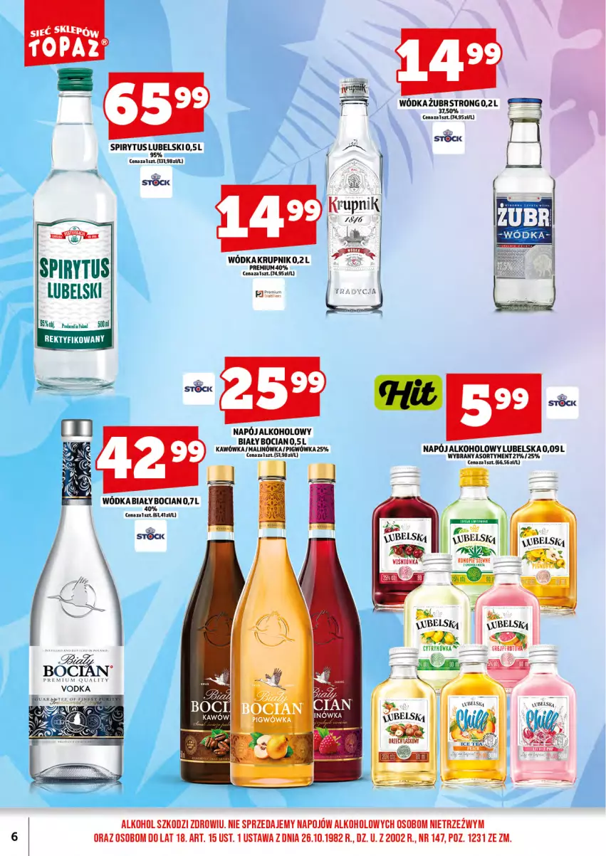 Gazetka promocyjna Topaz - Gazetka - ważna 01.09 do 14.09.2025 - strona 8 - produkty: Biały Bocian, Krupnik, Napój, Top, Wódka