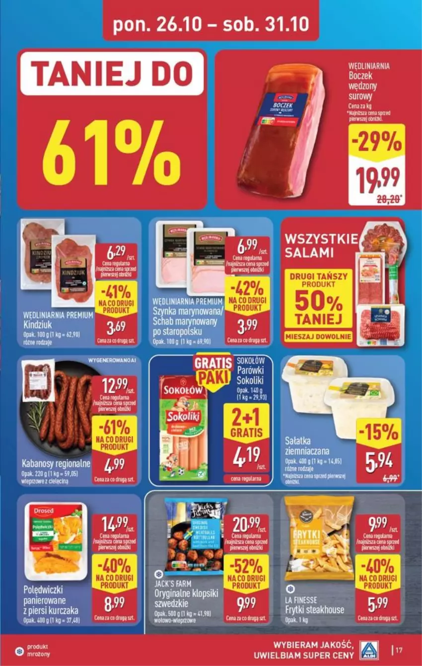 Gazetka promocyjna Aldi - Pełna oferta - ważna 26.10 do 31.10.2026 - strona 17 - produkty: Boczek, Gra, Kindziuk, Kurczak, Parówki, Sok, Sokołów
