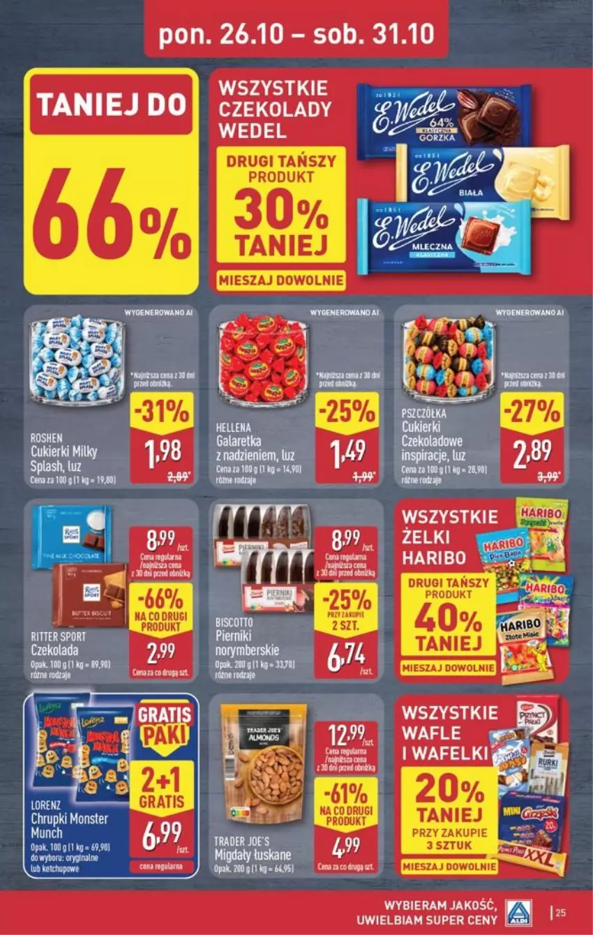 Gazetka promocyjna Aldi - Pełna oferta - ważna 26.10 do 31.10.2026 - strona 25 - produkty: Cukier, Cukierki, Fa, Gin, Migdały, Piernik, Wafle