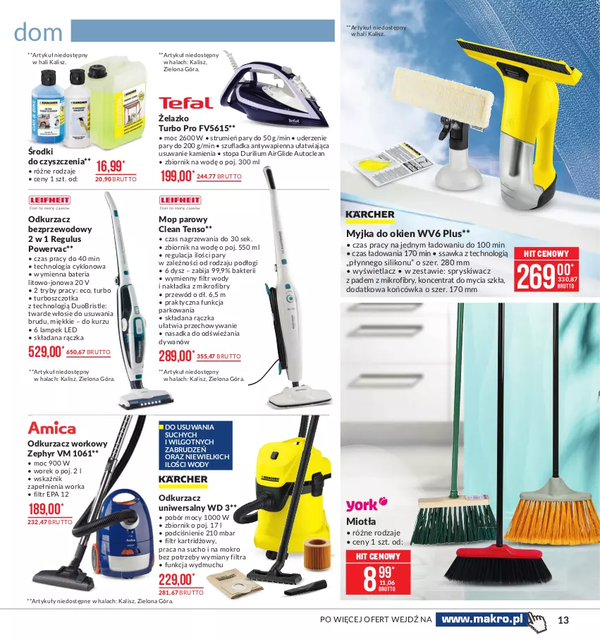 Gazetka promocyjna Makro - [Oferta promocyjna] Artykuły przemysłowe - ważna 07.01 do 25.01.2021 - strona 13 - produkty: Bateria, Dywan, LG, Miotła, Mop, Mop parowy, Myjka do okien, Odkurzacz, Odkurzacz bezprzewodowy, Orka, Przewód, Rum, Szczotka, Top