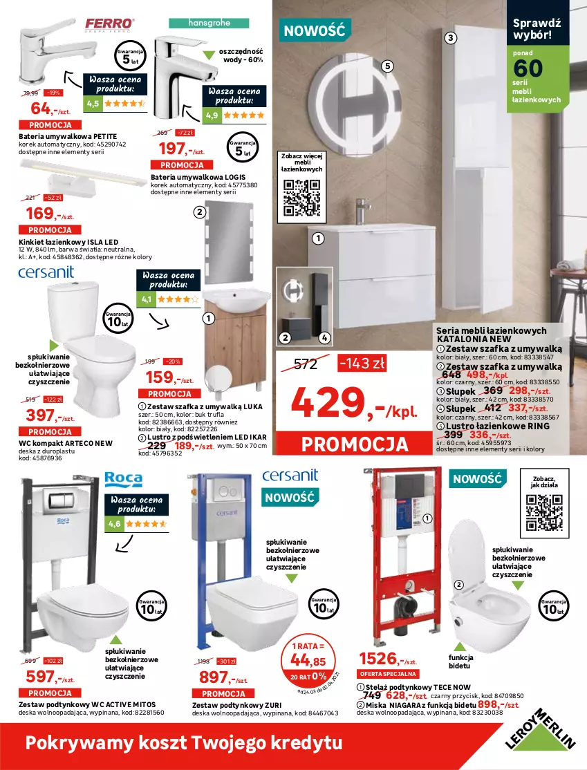 Gazetka promocyjna Leroy Merlin - Nowy ogród - ważna 24.03 do 13.04.2021 - strona 13 - produkty: Bateria, Bateria umywalkowa, Brodzik, Deska wolnoopadająca, Drzwi, Fa, Gra, Grzejnik, Grzejnik łazienkowy, Isla, Klej, Kosz, Lack, Lustro, Miska, Pokrywa, Ser, Słupek, Suszarka, Syfon, Szafka, Szkło grafitowe, Telefon, Termos, Tran, Zestaw podtynkowy WC