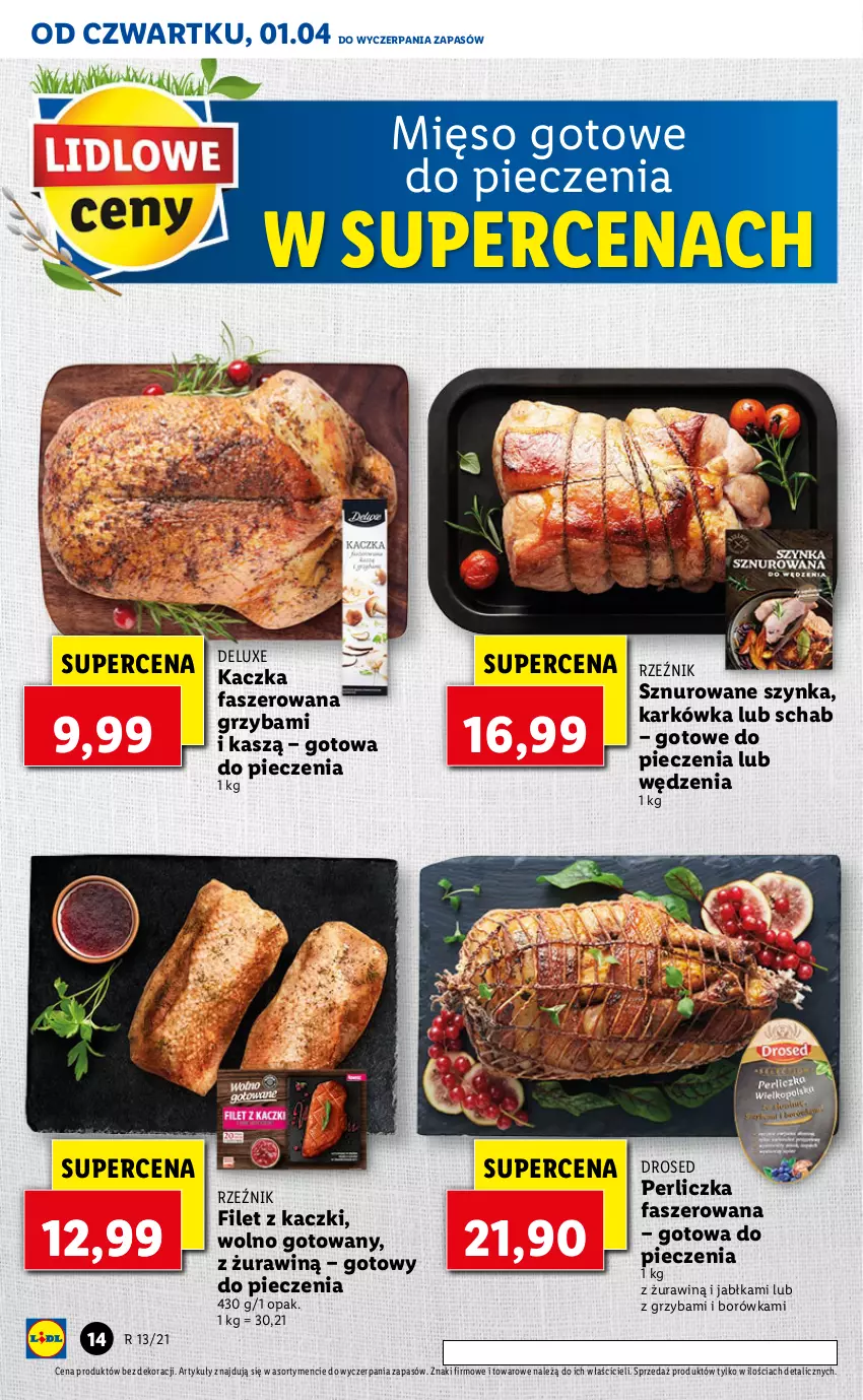 Gazetka promocyjna Lidl - GAZETKA - ważna 01.04 do 03.04.2021 - strona 14 - produkty: Borówka, Fa, Jabłka, Kaczka, Kaczka faszerowana, Mięso, Perliczka, Piec, Szynka