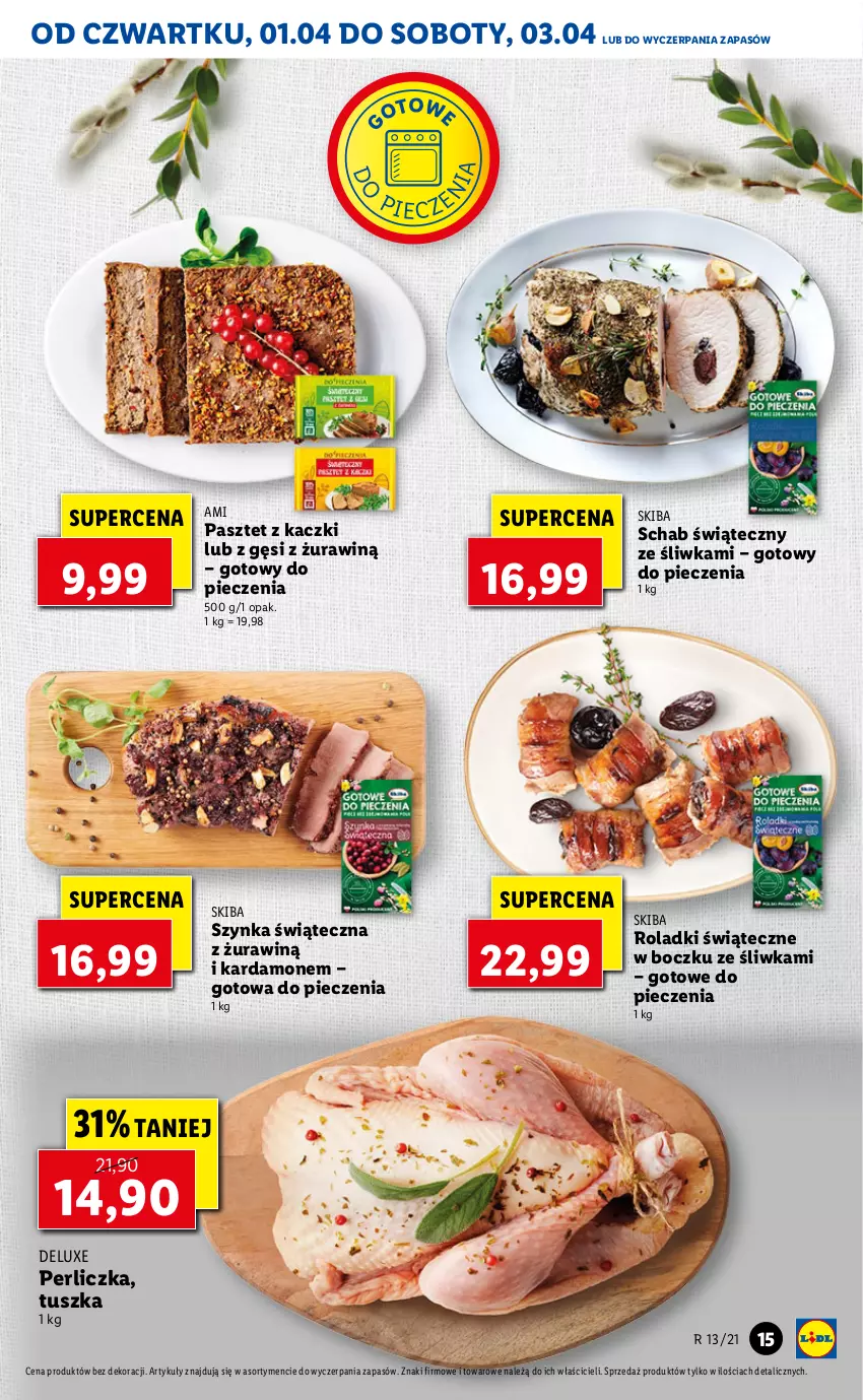 Gazetka promocyjna Lidl - GAZETKA - ważna 01.04 do 03.04.2021 - strona 15 - produkty: Pasztet, Perliczka, Piec, Szynka, Tusz