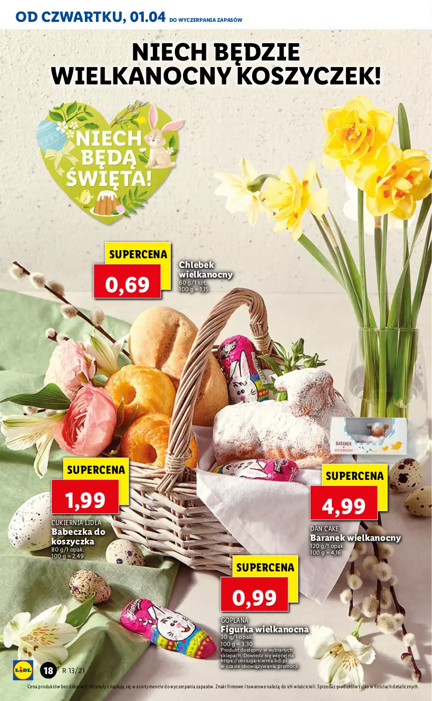 Gazetka promocyjna Lidl - GAZETKA - ważna 01.04 do 03.04.2021 - strona 18 - produkty: Chleb, Cukier, Dan Cake, Goplana, Kosz, LANA