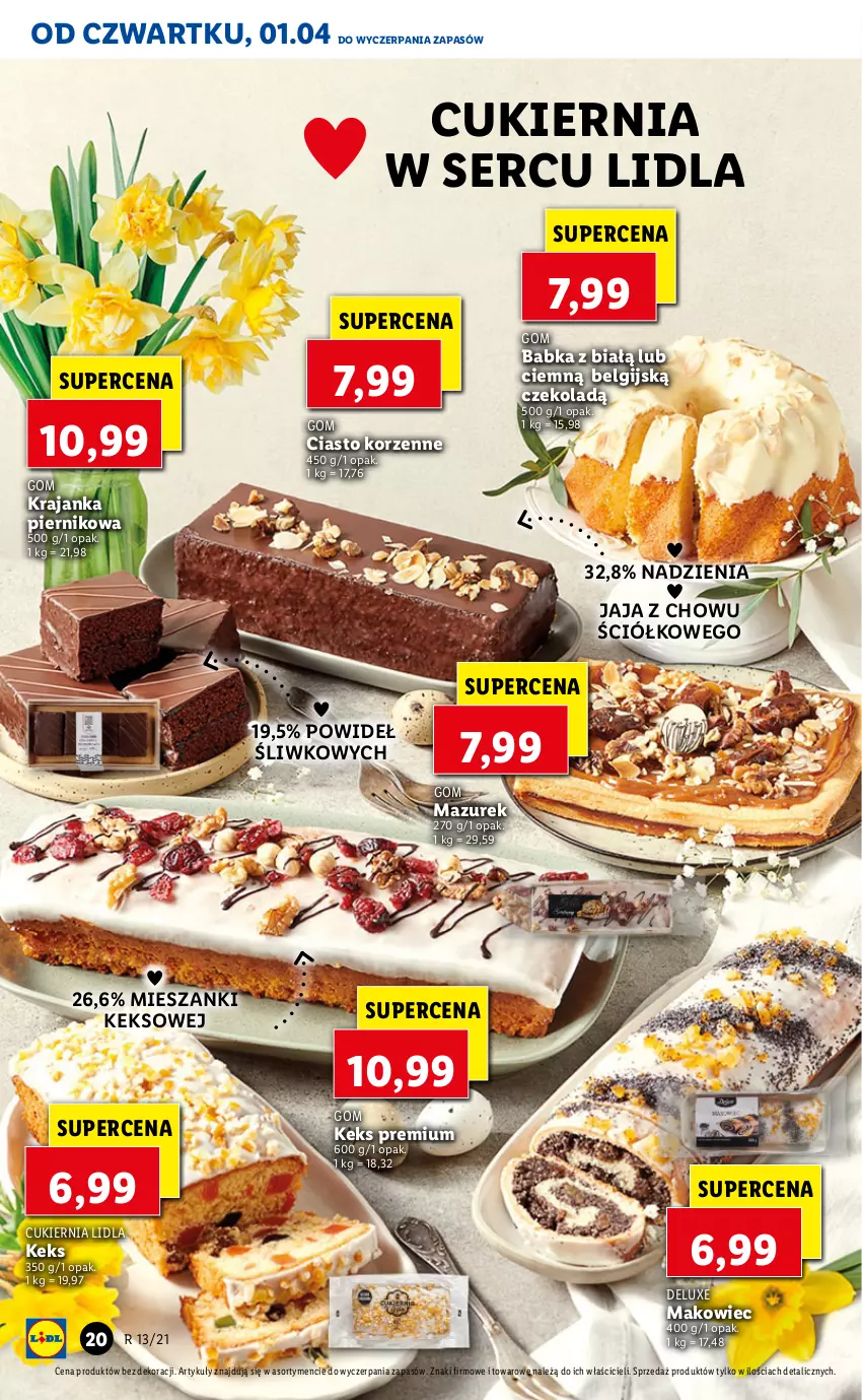 Gazetka promocyjna Lidl - GAZETKA - ważna 01.04 do 03.04.2021 - strona 20 - produkty: Babka, Cukier, Jaja, LG, Makowiec, Piernik, Ser