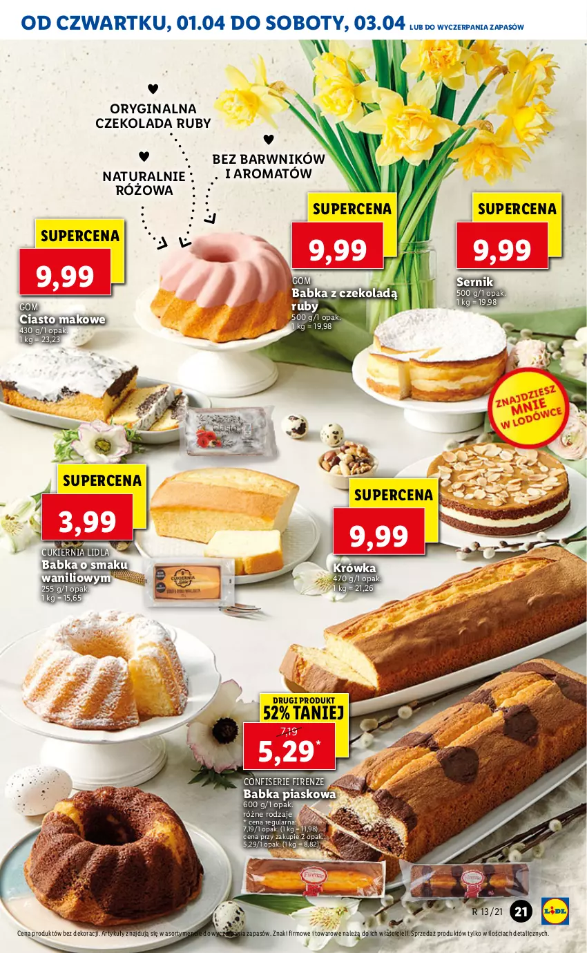 Gazetka promocyjna Lidl - GAZETKA - ważna 01.04 do 03.04.2021 - strona 21 - produkty: Babka, Cukier, Czekolada, Gin, Ser