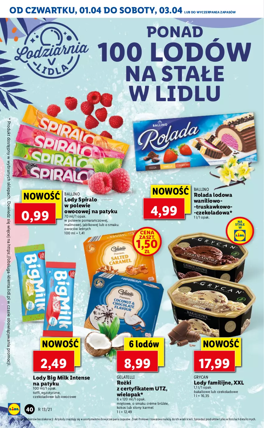 Gazetka promocyjna Lidl - GAZETKA - ważna 01.04 do 03.04.2021 - strona 40 - produkty: Big Milk, Crème brûlée, Fa, Gry, Kokos, Lody, Rolada