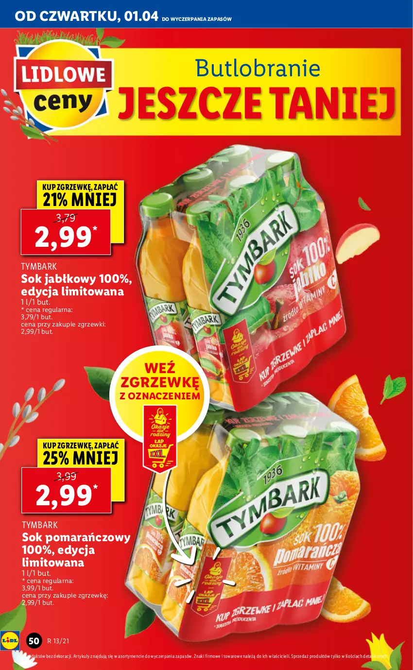 Gazetka promocyjna Lidl - GAZETKA - ważna 01.04 do 03.04.2021 - strona 50 - produkty: Sok, Sok jabłkowy, Sok pomarańczowy, Tymbark