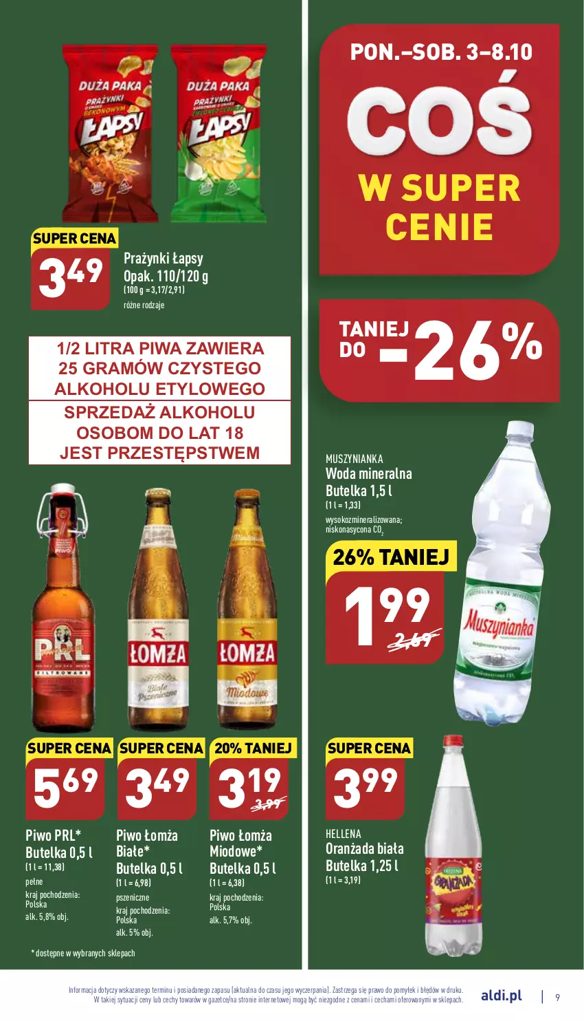 Gazetka promocyjna Aldi - Pełny katalog - ważna 03.10 do 08.10.2022 - strona 9 - produkty: Gra, Hellena, Mus, Muszynianka, Oranżada, Piwa, Piwo, Sok, Woda, Woda mineralna