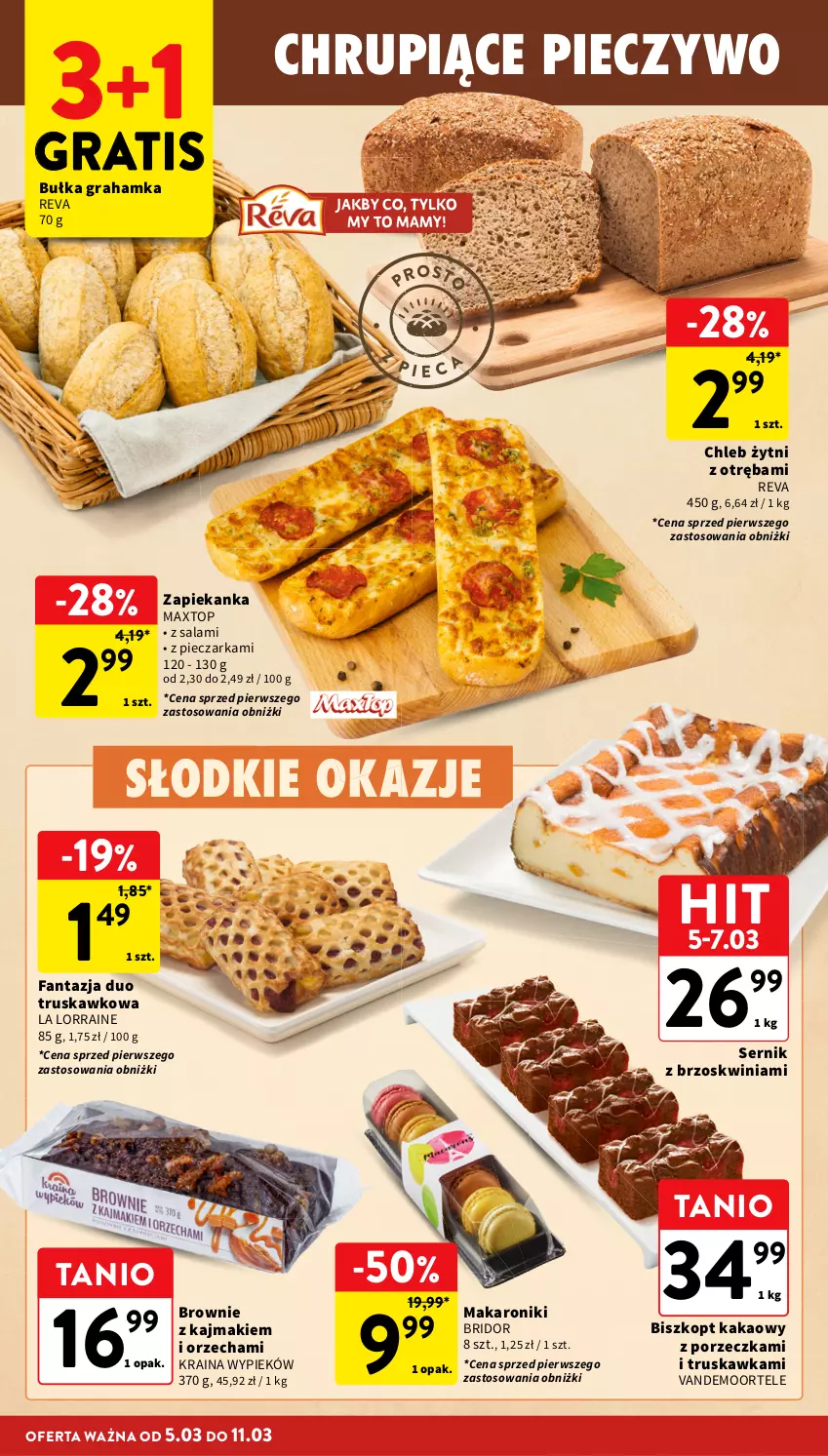 Gazetka promocyjna Intermarche - Gazetka promocyjna - ważna 05.03 do 11.03.2026 - strona 20 - produkty: Brownie, Bułka, Bułka grahamka, Chleb, Fa, Fanta, Gra, Kakao, Makaron, Piec, Pieczarka, Pieczywo, Por, Salami, Ser, Top, Zapiekanka