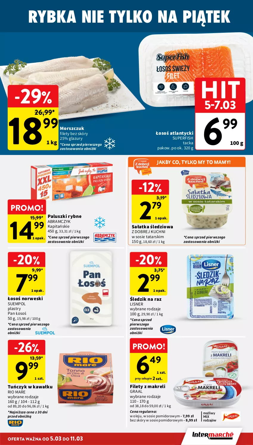 Gazetka promocyjna Intermarche - Gazetka promocyjna - ważna 05.03 do 11.03.2026 - strona 21 - produkty: Gra, Graal, Kawa, Lazur, Lisner, Olej, Paluszki rybne, Rio Mare, Sałat, Sałatka, Sos, Suempol, Tuńczyk
