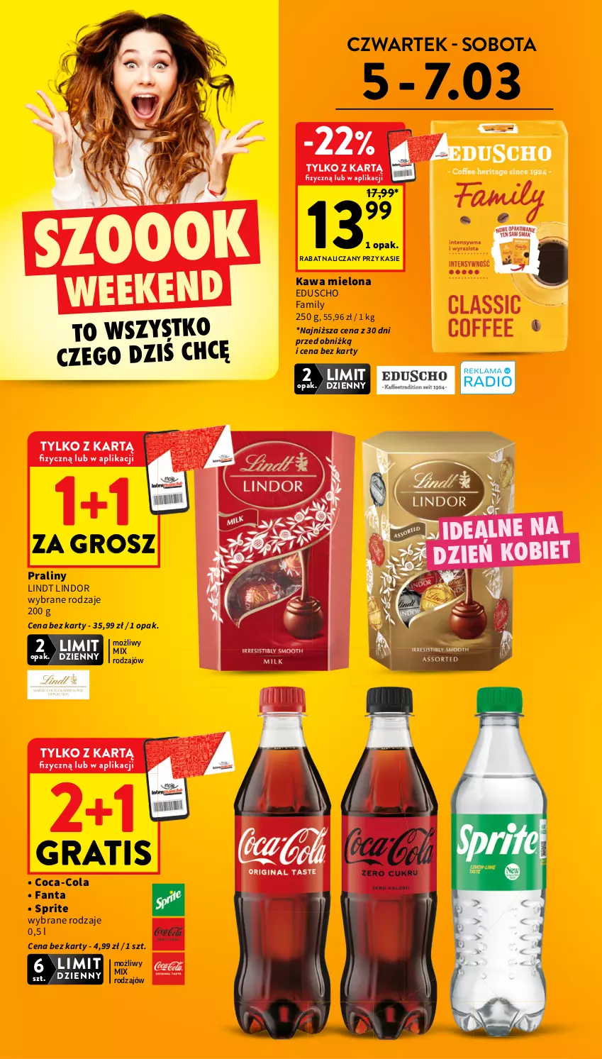 Gazetka promocyjna Intermarche - Gazetka promocyjna - ważna 05.03 do 11.03.2026 - strona 4 - produkty: Coca-Cola, Fa, Fanta, Gra, Kawa, Kawa mielona, Lindor, Lindt, Praliny, Sprite