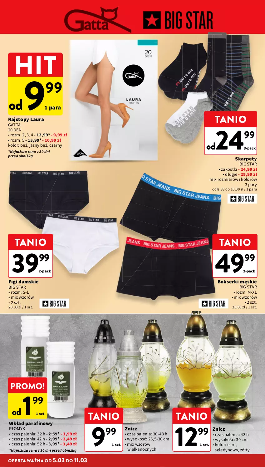 Gazetka promocyjna Intermarche - Gazetka promocyjna - ważna 05.03 do 11.03.2026 - strona 40 - produkty: Bokserki, Figi, Gatta, Karp, Laur, Rajstopy, Ser, Sok, Top, Znicz