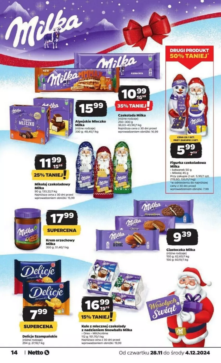 Gazetka promocyjna Netto - ważna 28.11 do 04.12.2024 - strona 6 - produkty: Czekolada, Delicje, Krem orzechowy, Miecz, Milka, Mleczko, Sos