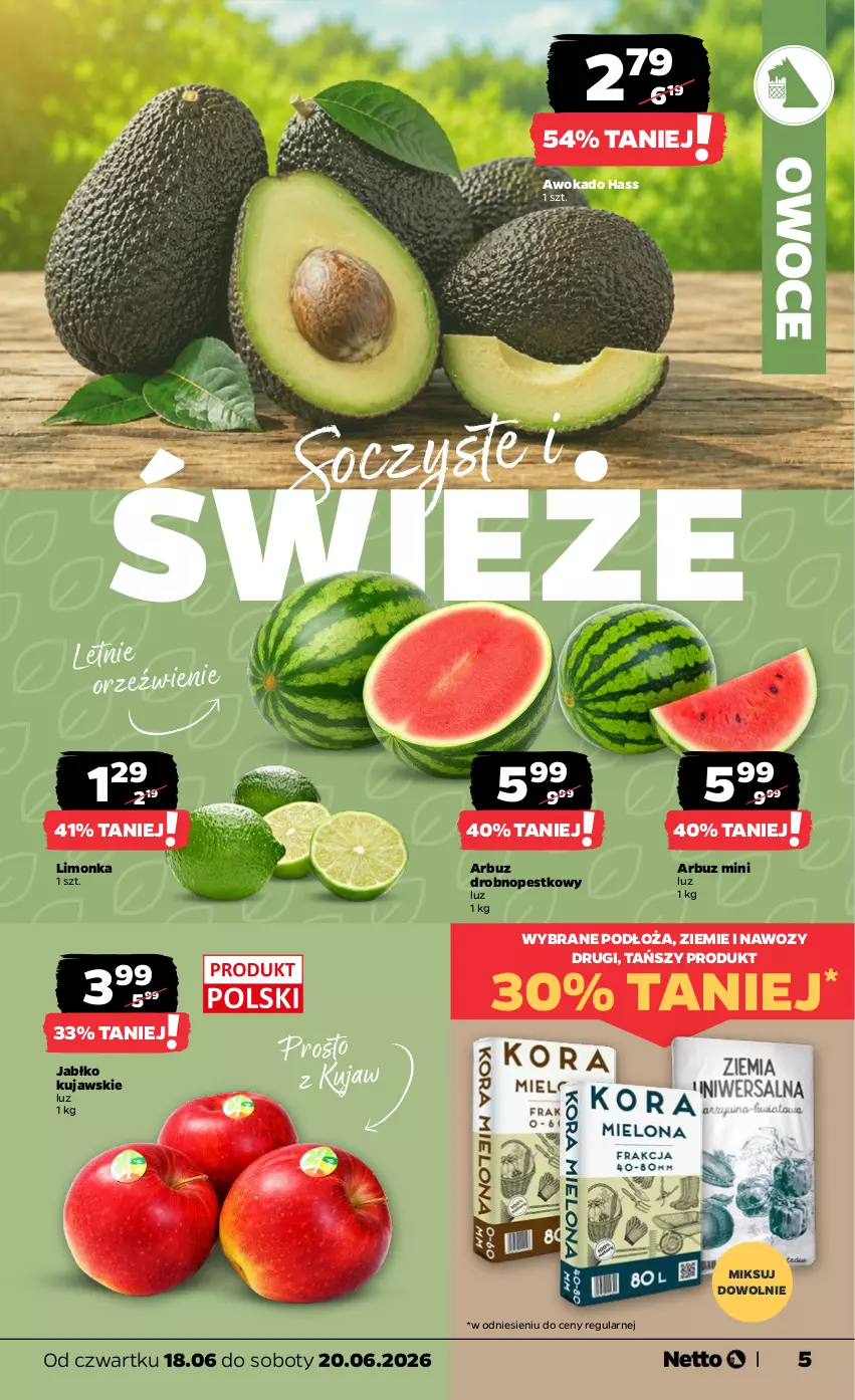 Gazetka promocyjna Netto - Od Czwartku - ważna 18.06 do 20.06.2026 - strona 5 - produkty: Arbuz, Kujawski, Limonka, Owoce