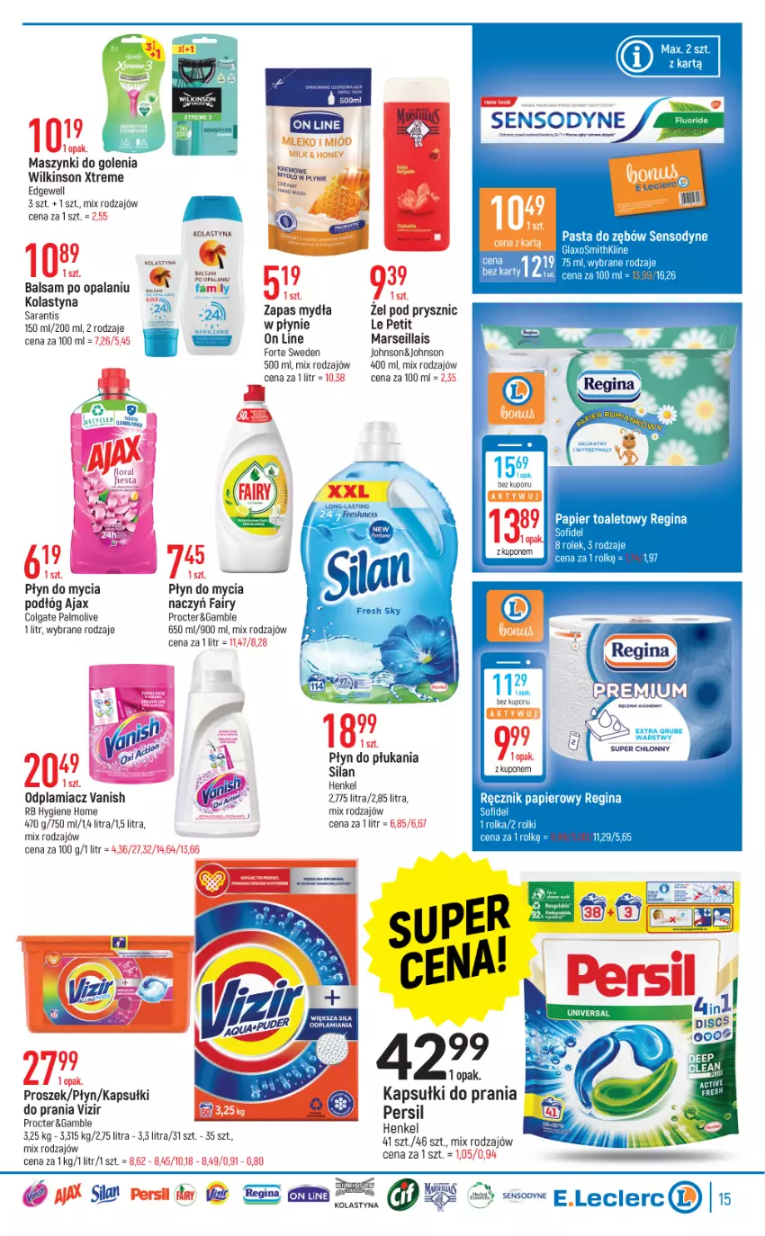 Gazetka promocyjna E Leclerc - ważna 05.07 do 16.07.2022 - strona 15 - produkty: Ajax, Colgate, Fa, Fairy, Gin, Kapsułki do prania, LG, Mars, Miód, Mleko, Odplamiacz, Palmolive, Persil, Płyn do mycia, Płyn do płukania, Sensodyne, Silan, Tera, Vanish, Vizir