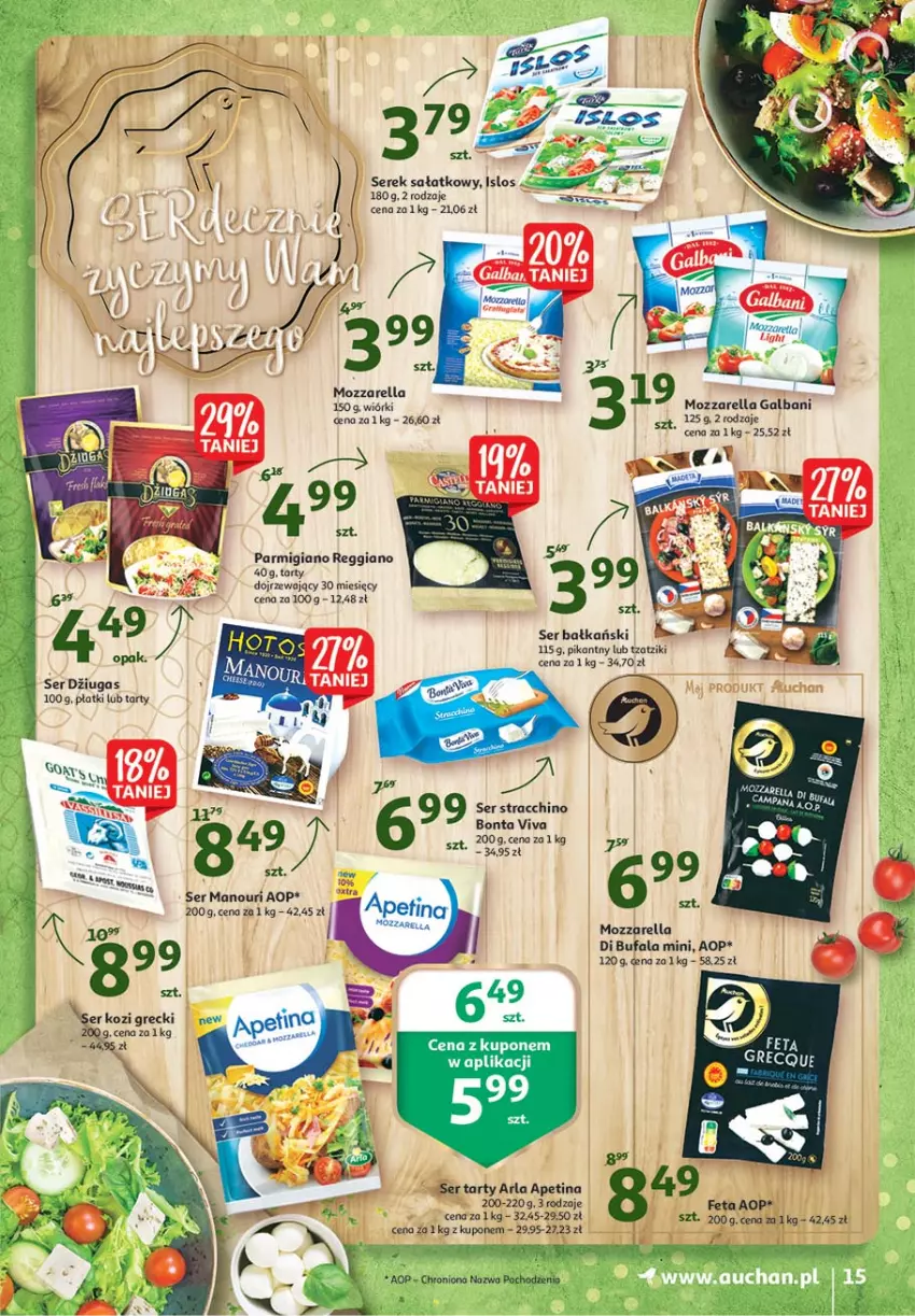 Gazetka promocyjna Auchan - 25 Urodziny #4 Hipermarkety - ważna 14.05 do 21.05.2021 - strona 15 - produkty: Fa, Galbani, Mozzarella, Sałat, Ser, Serek