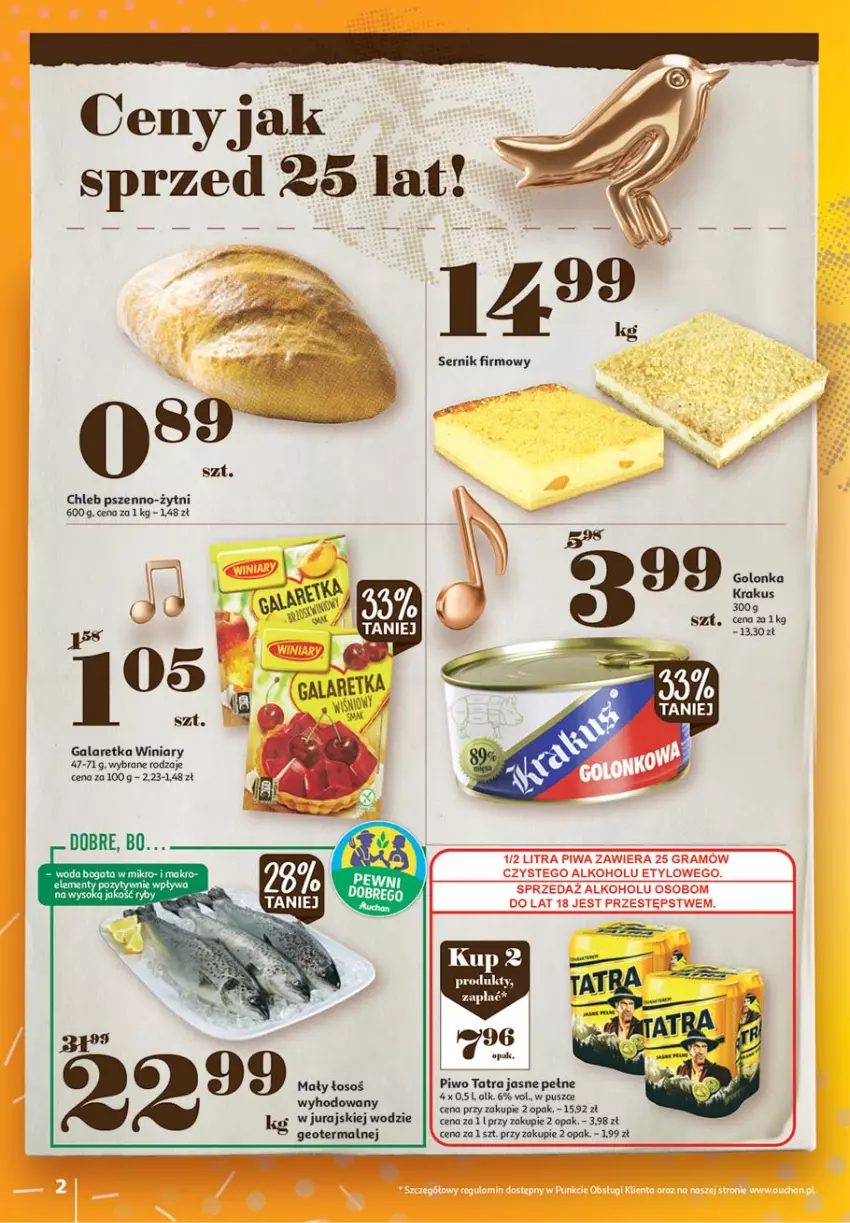 Gazetka promocyjna Auchan - 25 Urodziny #4 Hipermarkety - ważna 14.05 do 21.05.2021 - strona 2 - produkty: Chleb, Gala, Galaretka, Krakus, Piwo, Ser, Tatra, Winiary, Woda