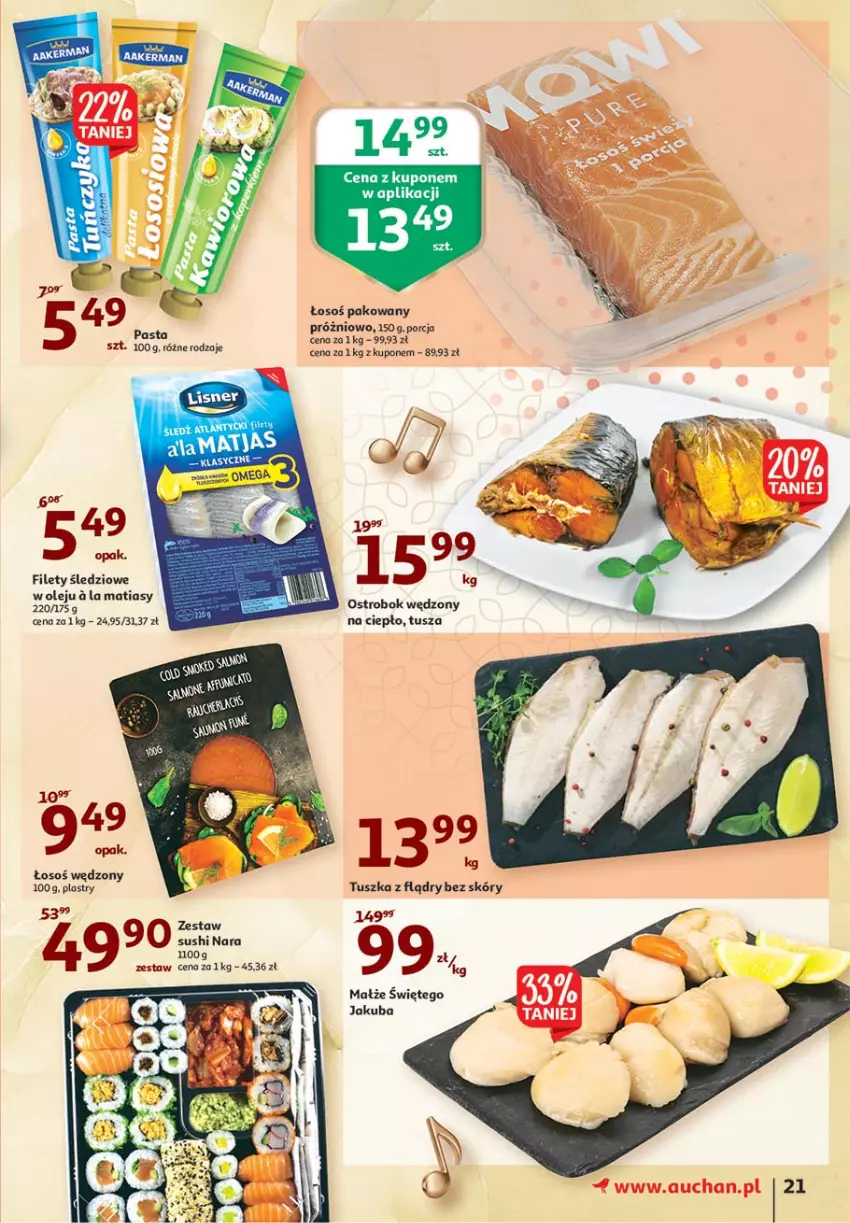 Gazetka promocyjna Auchan - 25 Urodziny #4 Hipermarkety - ważna 14.05 do 21.05.2021 - strona 21 - produkty: Małże, Por, Sushi, Tusz