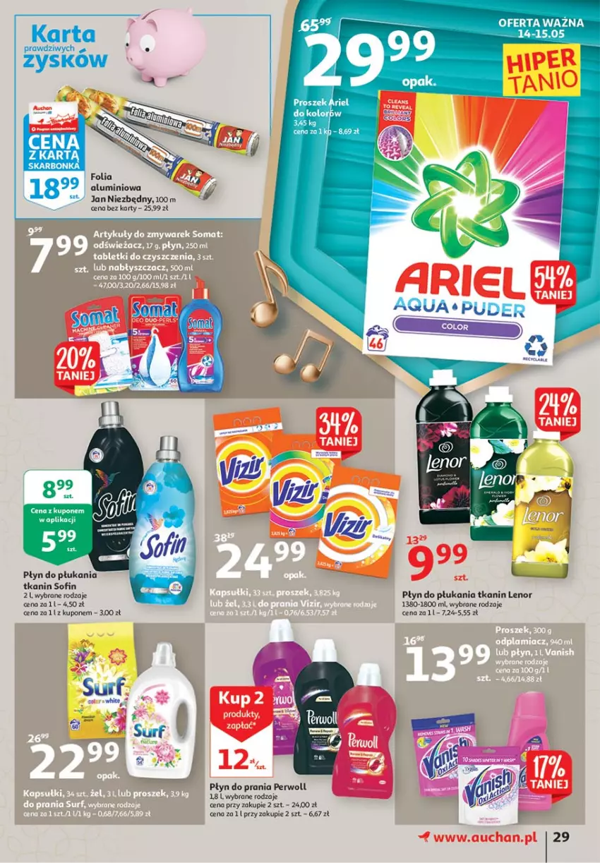 Gazetka promocyjna Auchan - 25 Urodziny #4 Hipermarkety - ważna 14.05 do 21.05.2021 - strona 29 - produkty: Jan Niezbędny, Lenor, Perwoll, Płyn do płukania, Płyn do prania, Surf