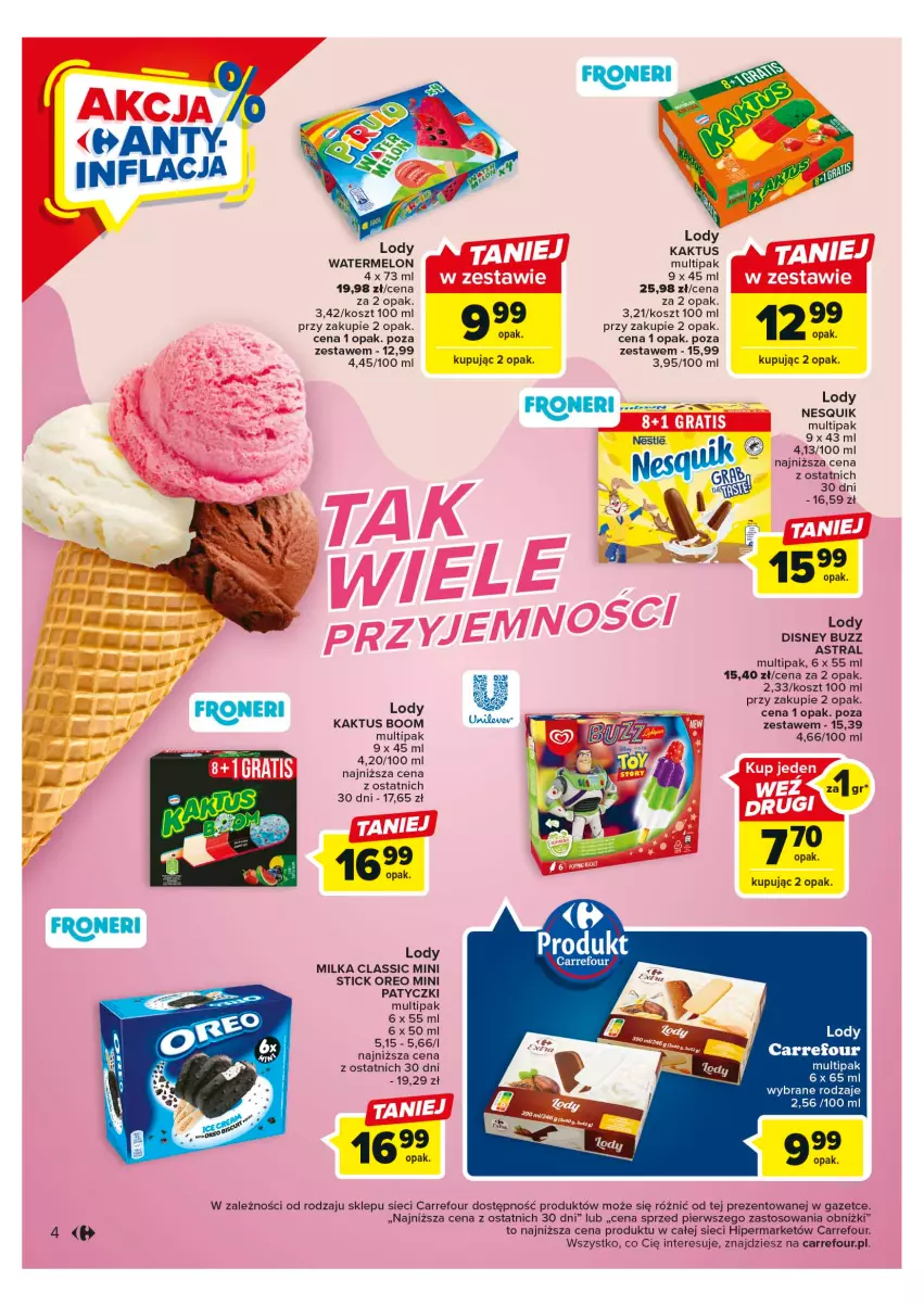 Gazetka promocyjna Carrefour - Gazetka Dla lodowych wyjadaczy - ważna 23.05 do 03.06.2023 - strona 4 - produkty: Gra, Kaktus, Kosz, Lody, Melon, Milka, Oreo