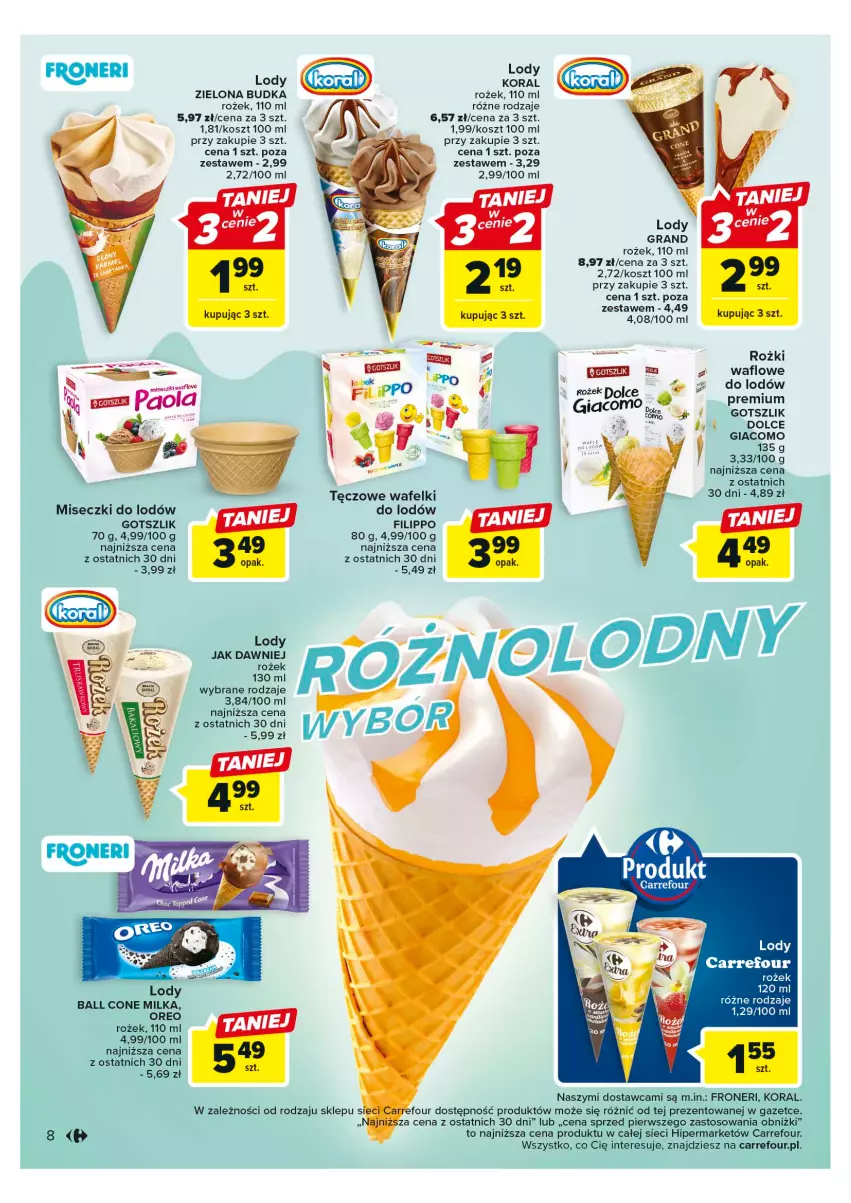 Gazetka promocyjna Carrefour - Gazetka Dla lodowych wyjadaczy - ważna 23.05 do 03.06.2023 - strona 8 - produkty: Gra, Kosz, Lody, Milka, Oreo, Zielona Budka