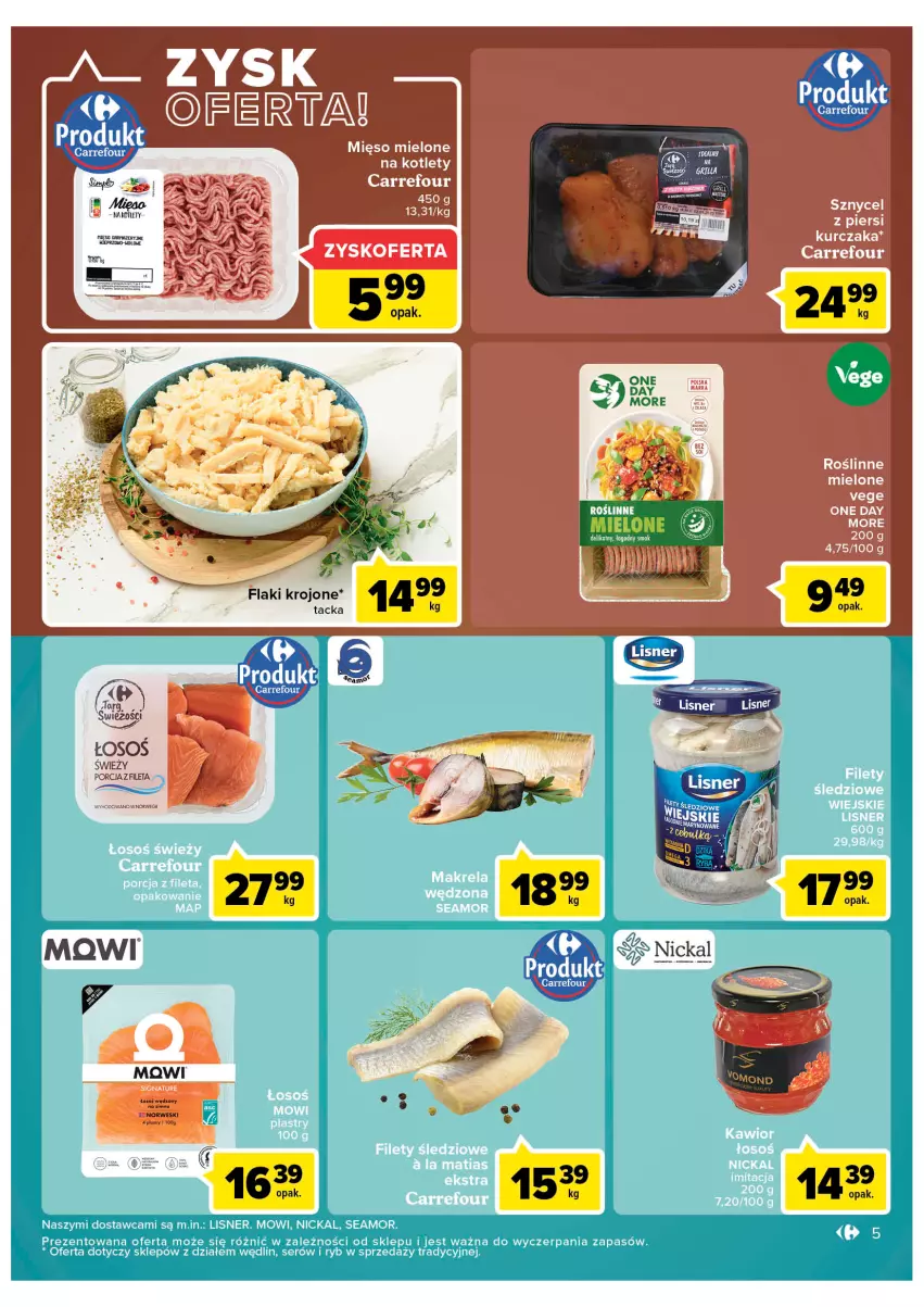 Gazetka promocyjna Carrefour - Gazetka Market ZyskOferty - ważna 16.05 do 21.05.2022 - strona 5 - produkty: Flaki, Gra, Kotlet, Kurczak, Lisner, Mięso, Mięso mielone, Por, Ser